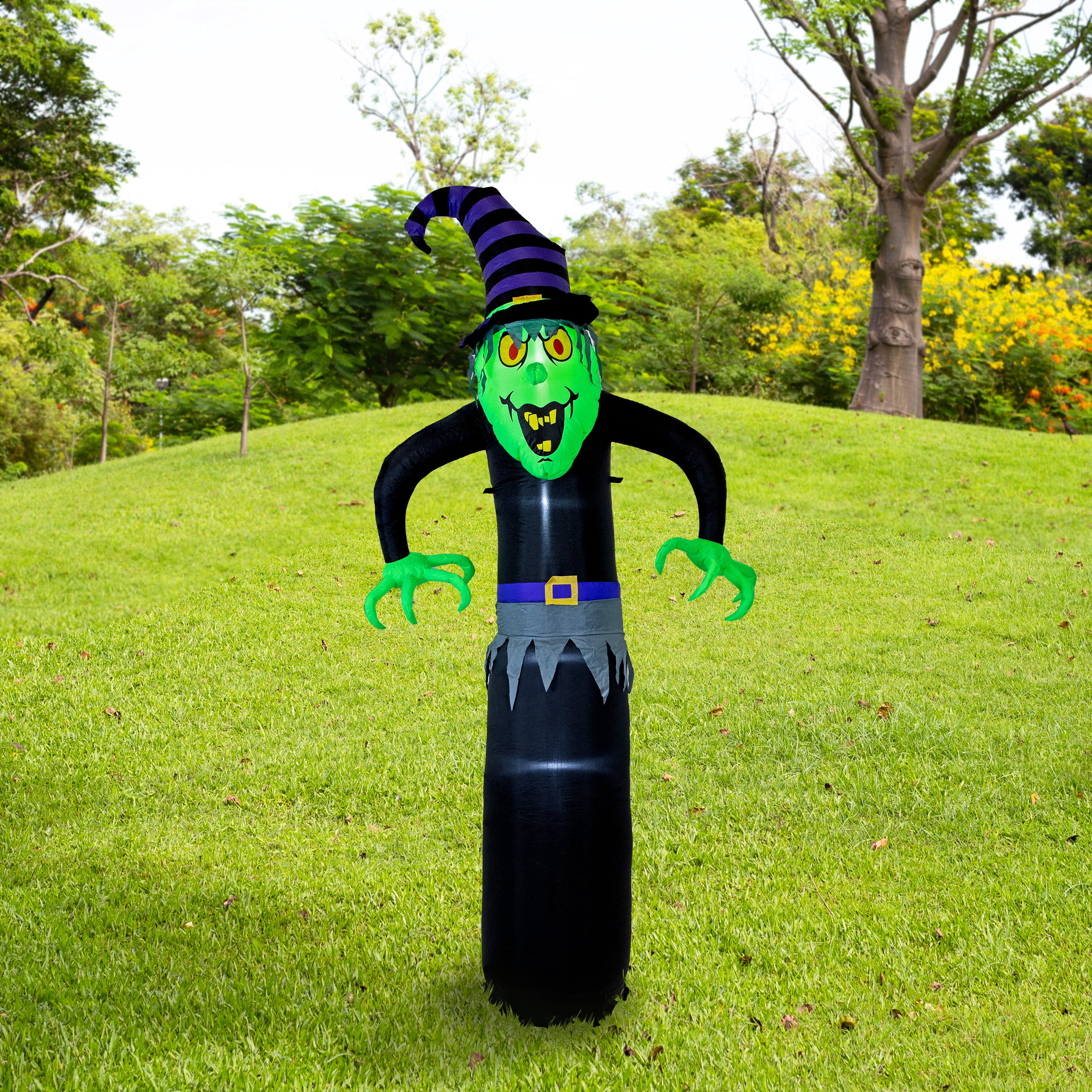 Sunnydaze 8' Winifred the Wicked Witch Inflatable Halloween Decoration - Spooky Outdoor Yard Decor for Halloween Party & Haunted House