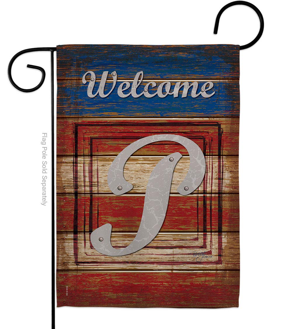 Patriotic P Initial Garden Flag - 13x18.5