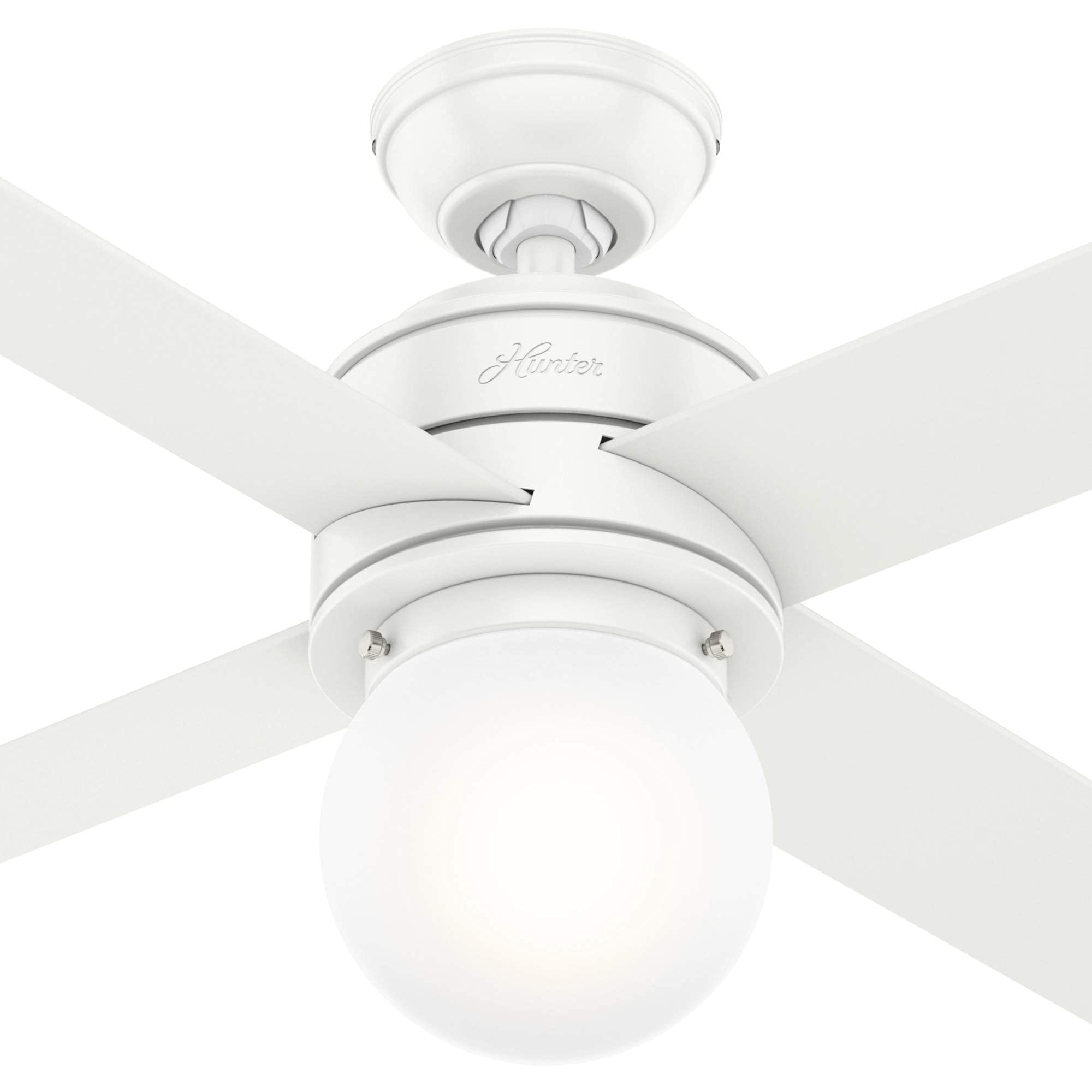 Hunter Fan 52 Inch Matte White Indoor Ceiling Fan with Light Kit - Energy Efficient Quiet Motor, 3 Speed Settings - Perfect for Living Room, Bedroom & Office (Renewed)