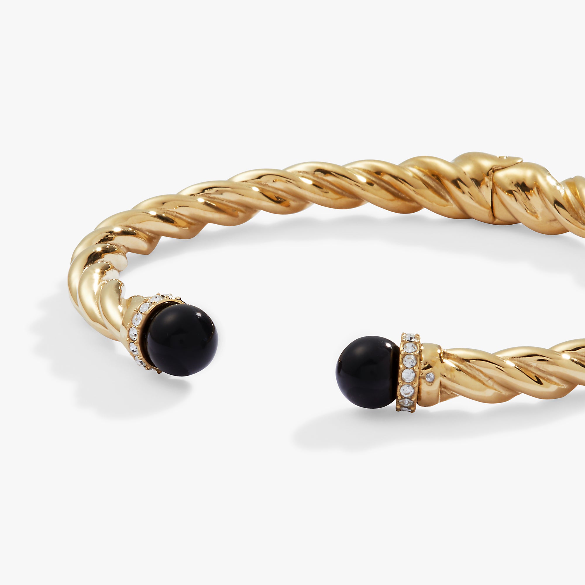 Black Onyx Hinge Bangle Bracelet for Women - Elegant Adjustable Crystal Jewelry Gift for Birthday, Anniversary & Special Occasions