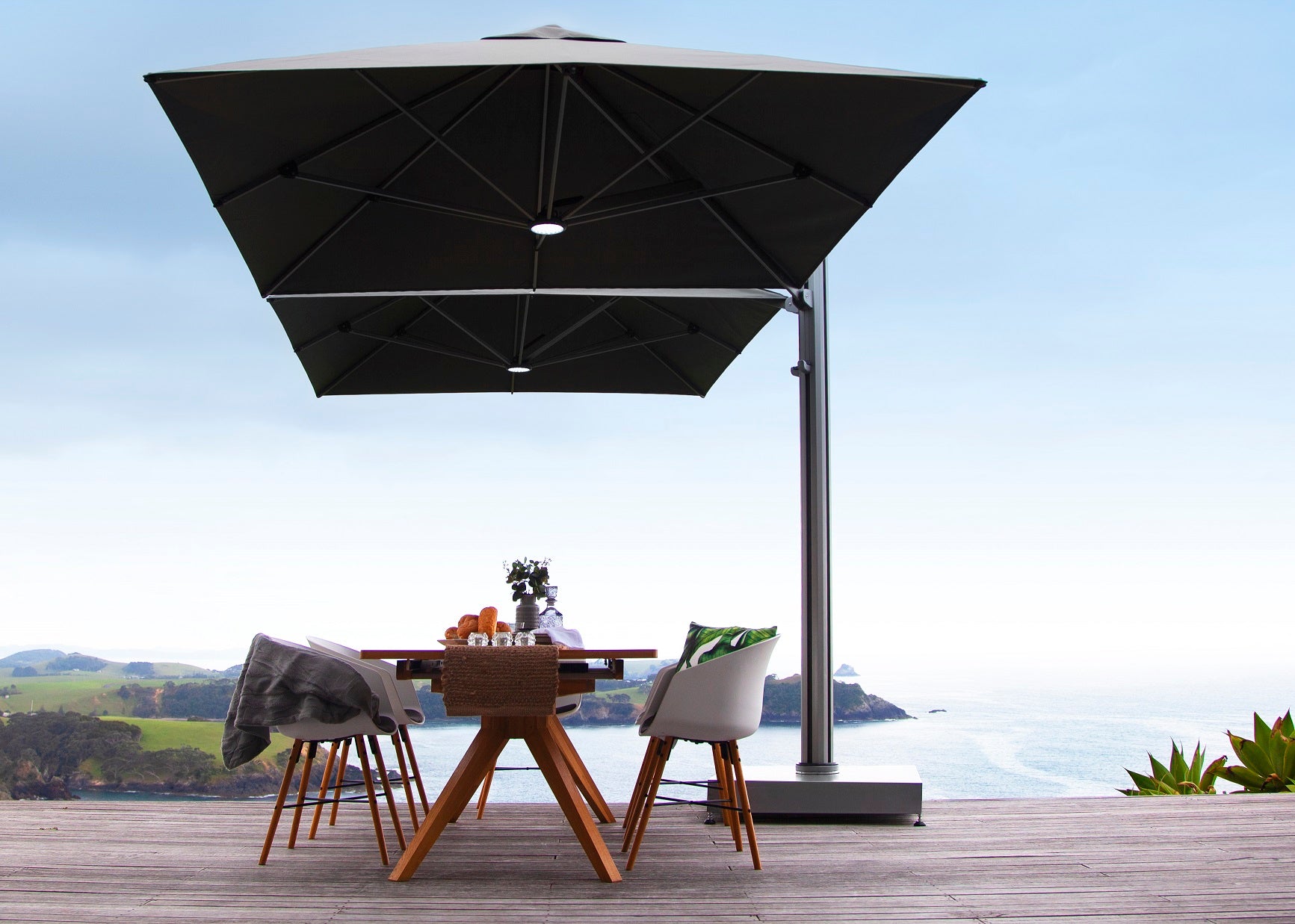 Shadowspec Unity™ Quattro 4 Large Square Umbrellas for Outdoor Patio, Garden, Poolside, and Beach - Durable Sun Shade Canopy for Commercial & Residential Use
