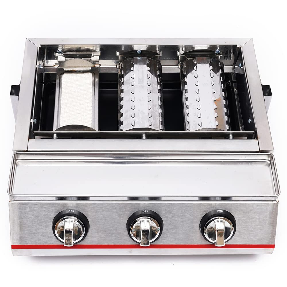**3-Burner Stainless Steel Commercial Gas BBQ Grill - 2800PA LPG Outdoor Grill with Multi-Function for Camping, Picnics & Backyard Cooking**