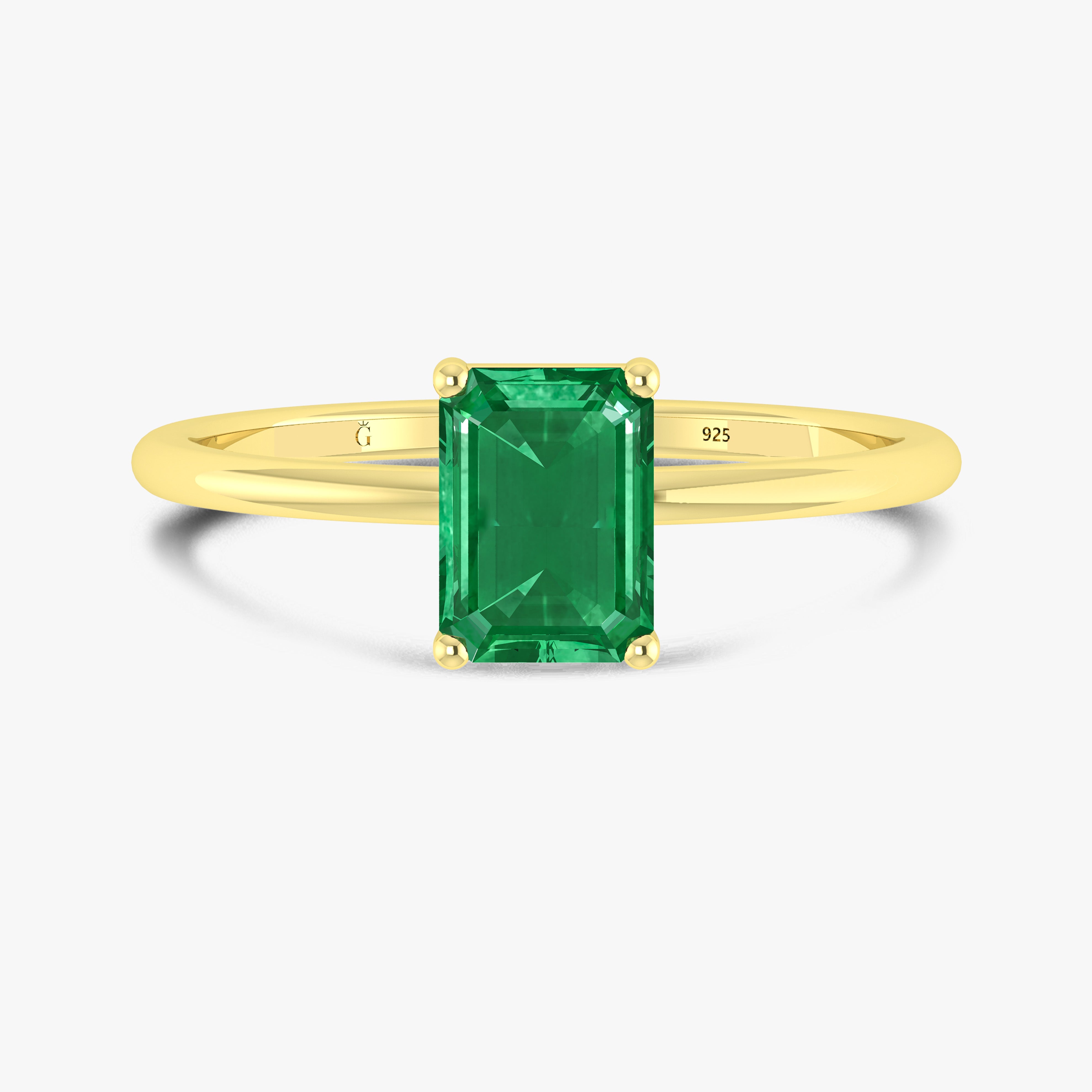 Green Emerald Faceted Cut Gemstone Ring for Women | Elegant Jewelry Gift for Birthday, Anniversary & Special Occasions