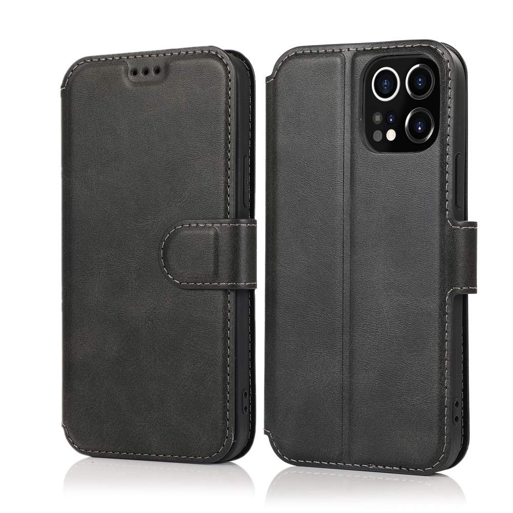 LEWOTE iPhone 12 Pro Max Case 6.7 Inch - PU Leather Flip Wallet Phone Cover with Card Holder & Stand | Wireless Charging Compatible | Protective Case for iPhone 12 Pro Max (Black) | Perfect for Business, Travel & Everyday Use