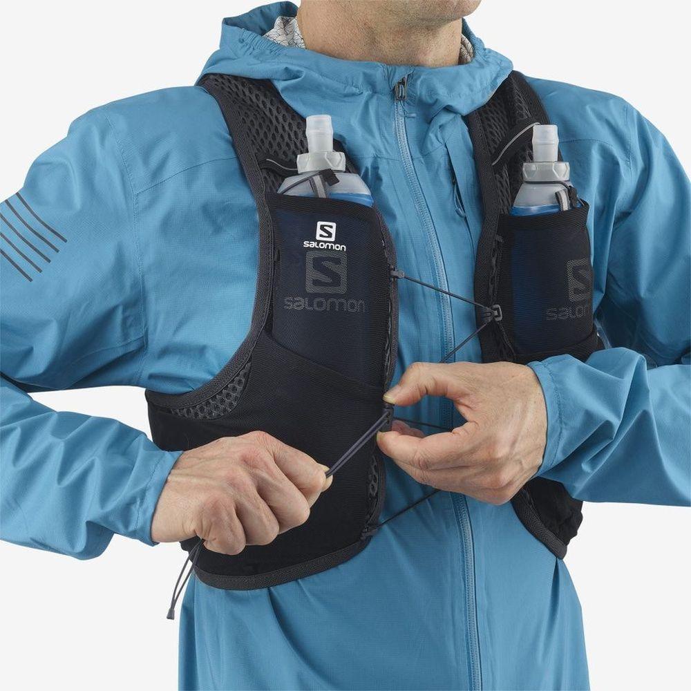 Salomon Unisex Active Skin 4 Hydration Running Vest with Water Flasks - Lightweight Breathable for Trail Running, Hiking & Outdoor Sports