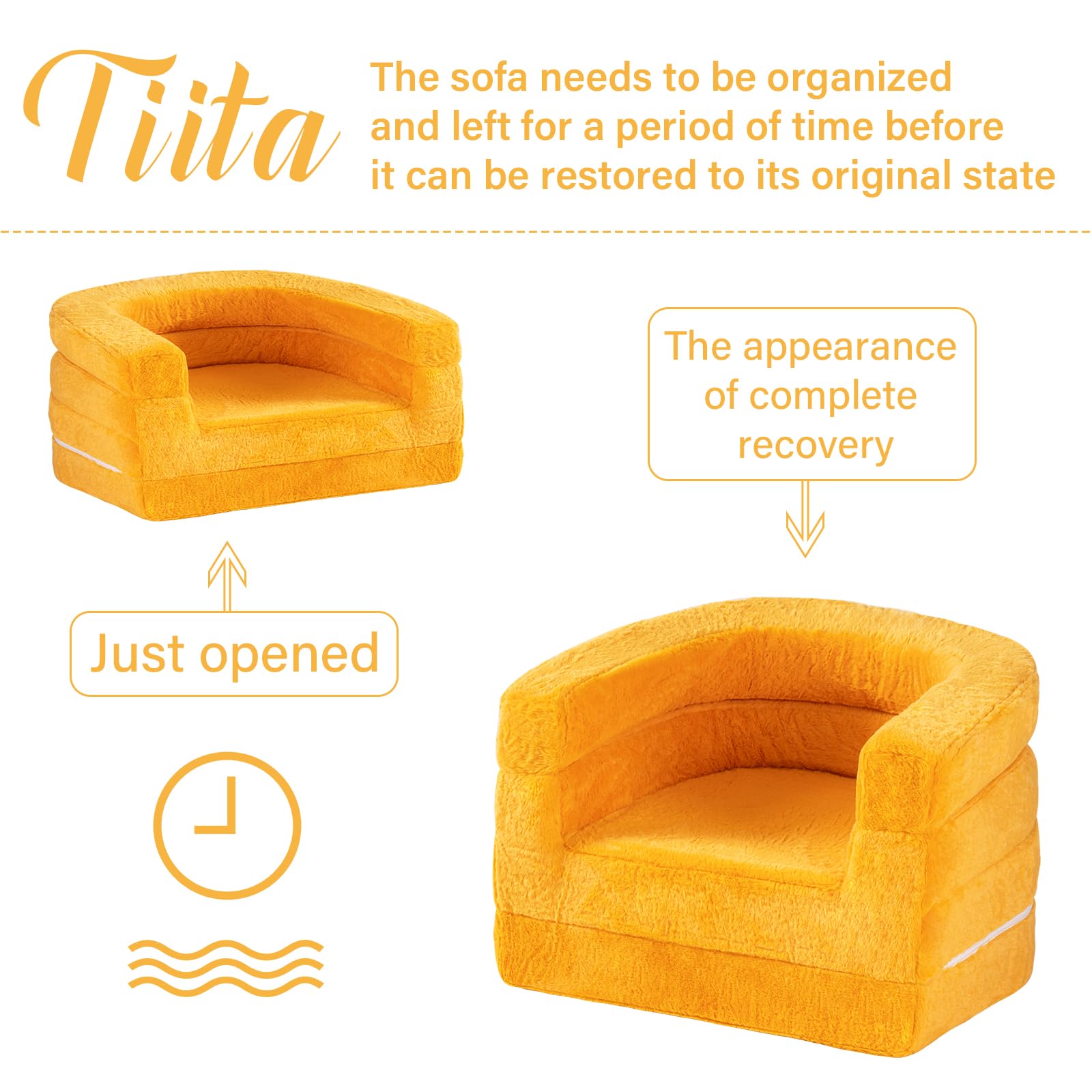 Tiita 3-in-1 Convertible Kids Sofa Bed - Plush Toddler Chair & Travel Bed with Washable Cover & Carrying Handle - Perfect for Nursery, Playroom & Travel - Gift for Boys & Girls