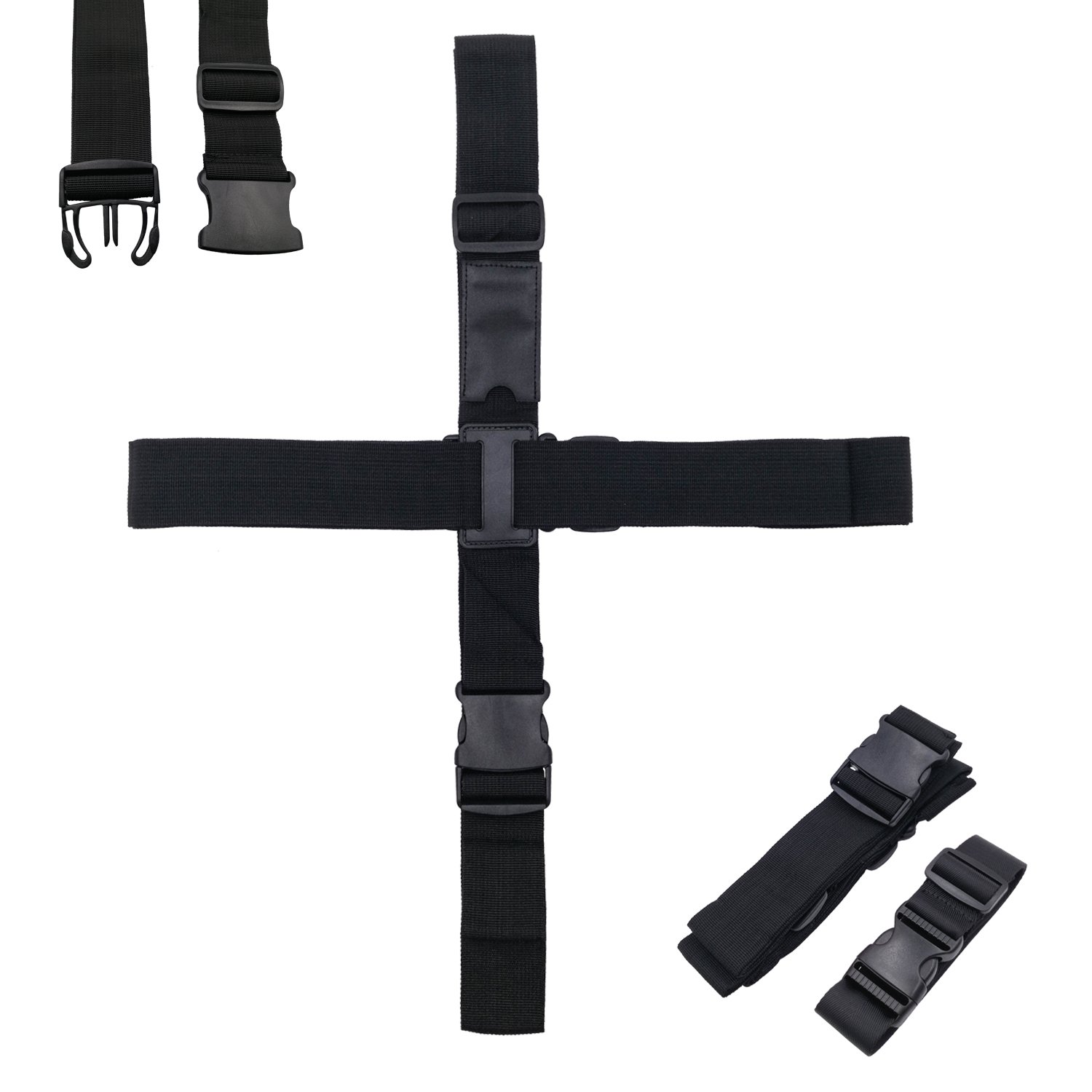 Kalevel Adjustable Luggage Strap 2-Pack - Secure Travel Suitcase Belt for Carry-On Bags (Black) | Perfect for Airplane Travel, Connecting Flights & Hands-Free Convenience