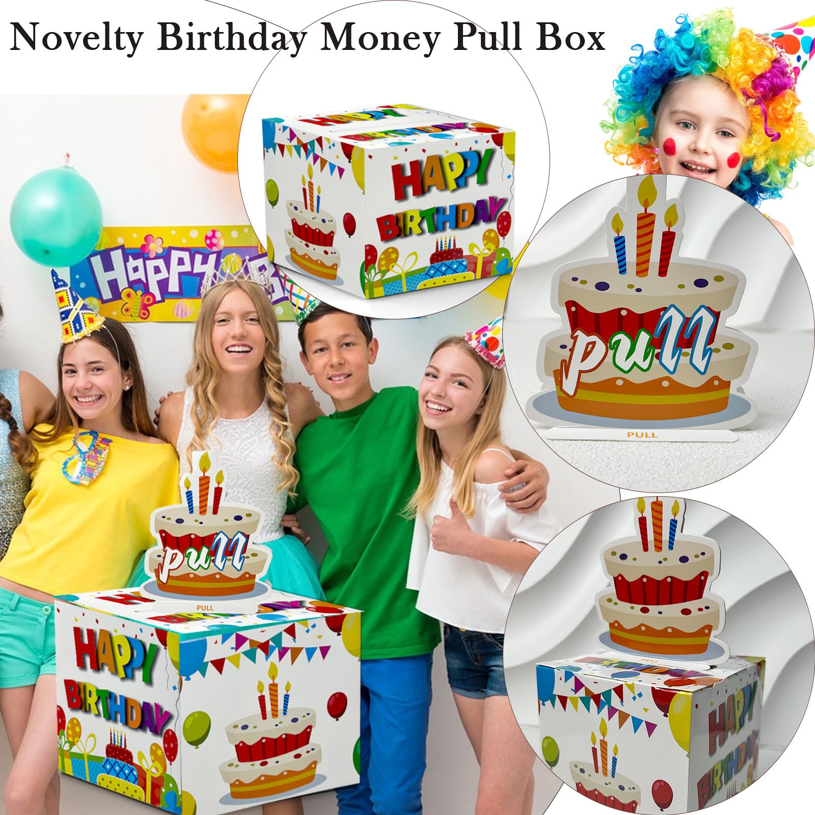 Birthday Cash Box Pull - Surprise Money Roll Gift Box with Pull Out Card & 30 Transparent Bags DIY Set - Funny Money Gift Idea for Parents, Lovers, Friends - Perfect for Birthdays, Anniversaries & Special Occasions (White)