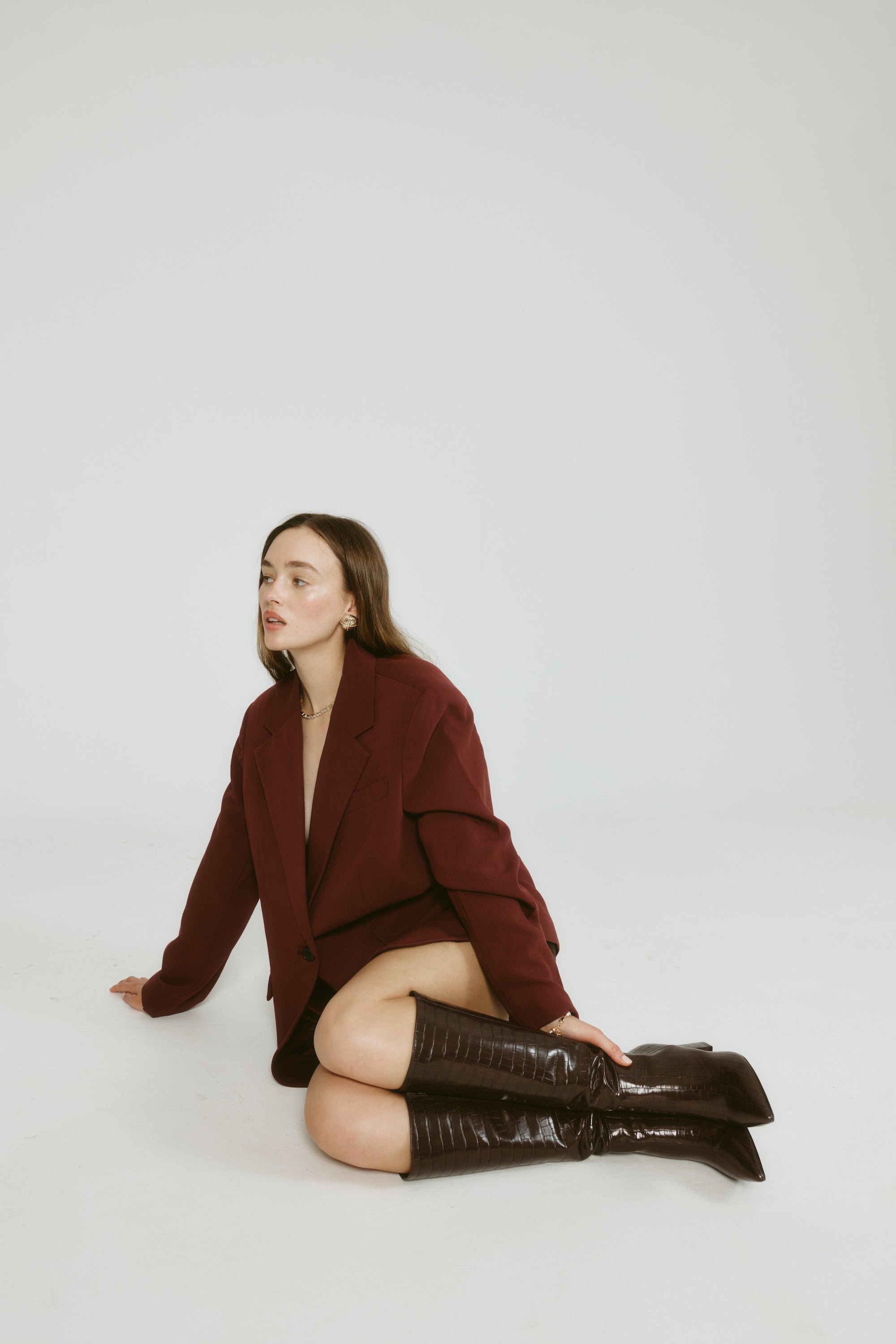 Magda Women's Knee High Tall Boots - Chocolate Brown Crocodile Embossed Leather - Fashionable Winter & Fall Boots for Office, Party & Daily Wear