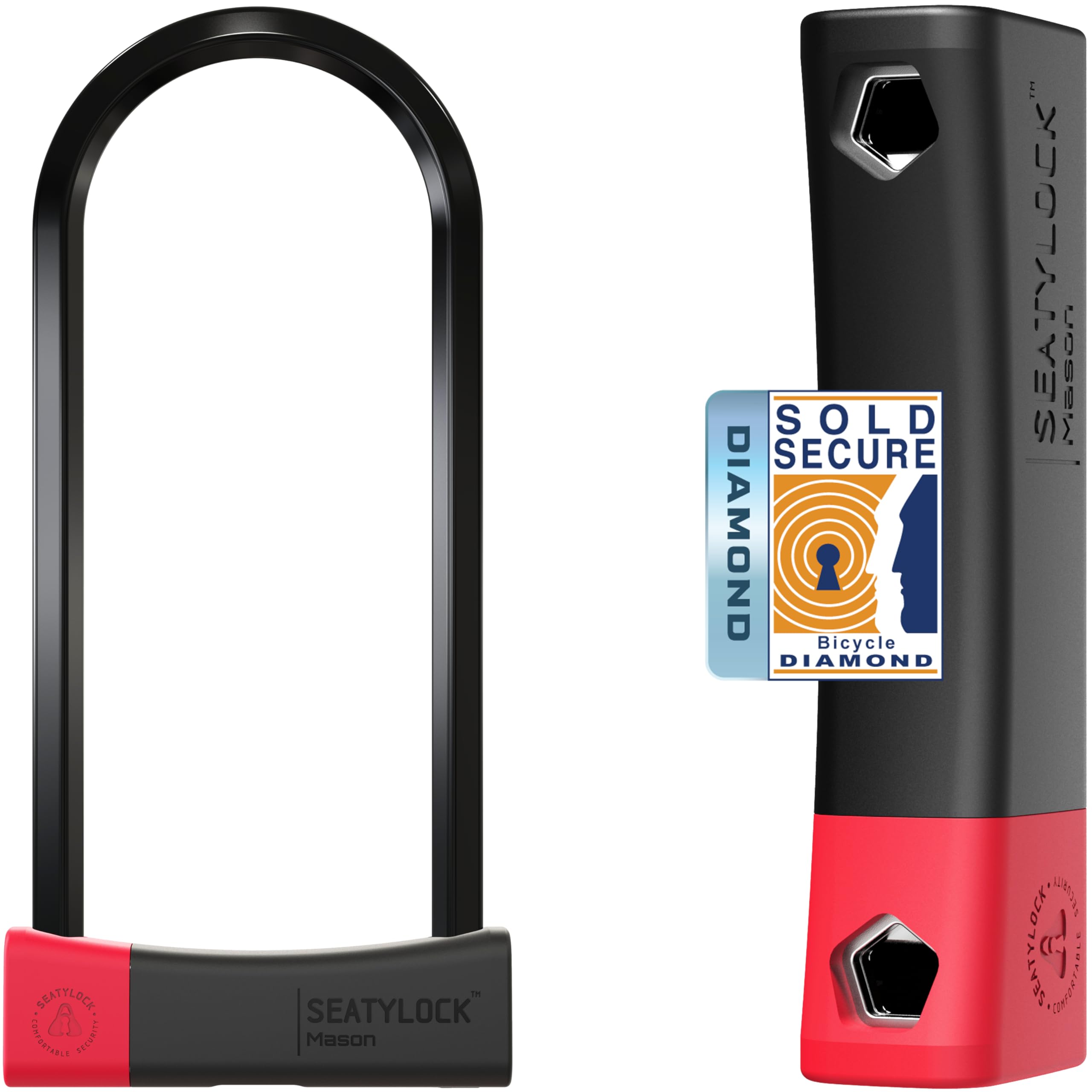 Heavy Duty Seatylock Mason Bike U Lock - Patented Anti-Theft Diamond Security Bicycle Lock with Keys - 11.8 Inch Super Wide Safety U-Lock for Electric Bikes, Scooters & Motorcycles - Perfect for Urban Commuting, Campus Security & Outdoor Adventures