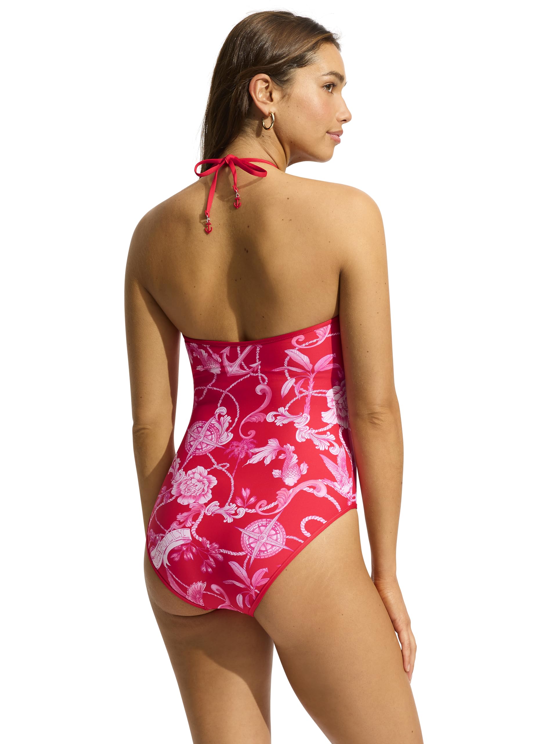 Seafolly Women's Bandeau Halter One Piece Swimsuit - Sexy Monokini Bathing Suit for Beach, Pool & Vacation | Plus Size Swimwear for Summer & Tropical Getaways