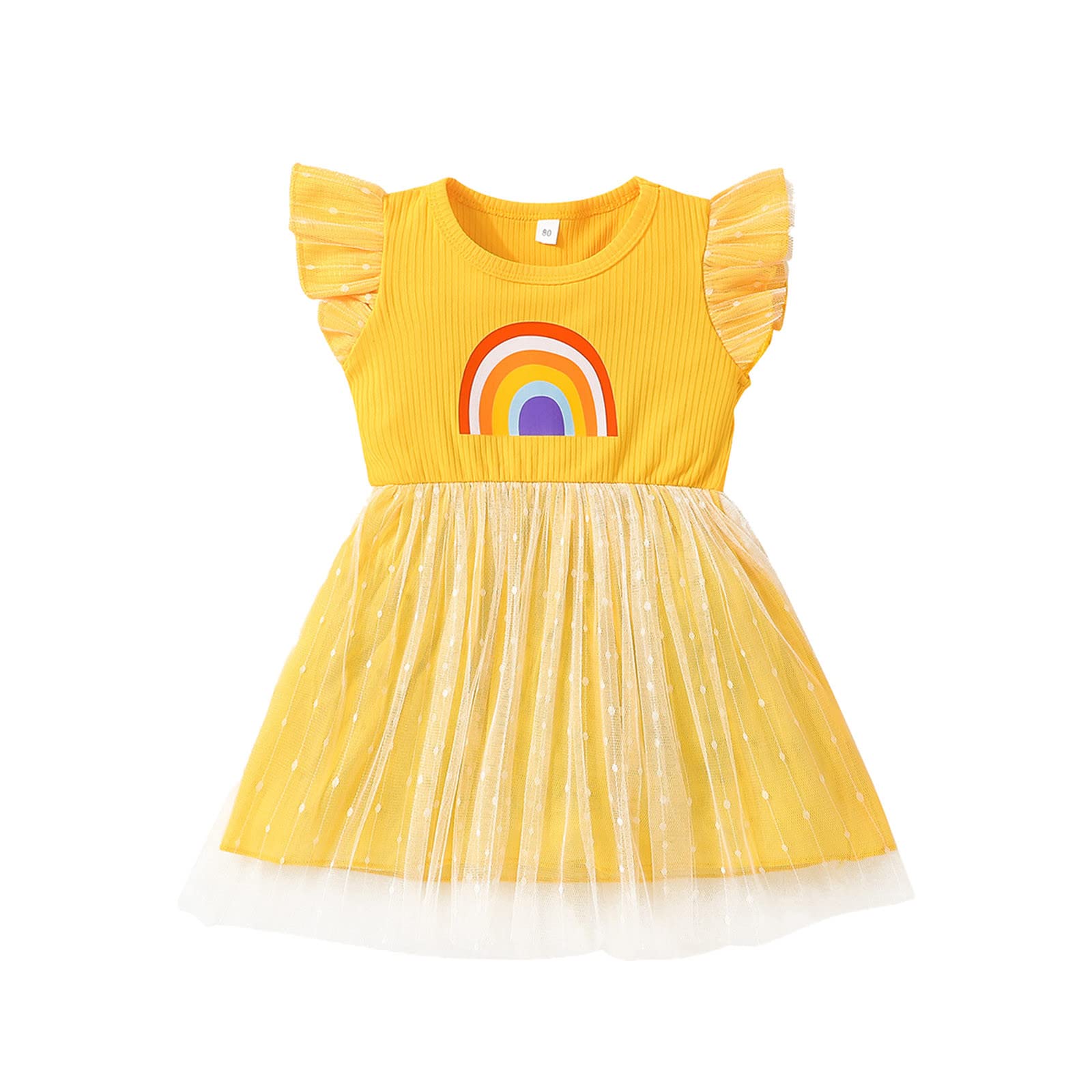 Toddler Girls Sleeveless Rainbow Tulle Princess Dress - Halter Neck Flower Girl Dress for Weddings, Parties & Special Occasions