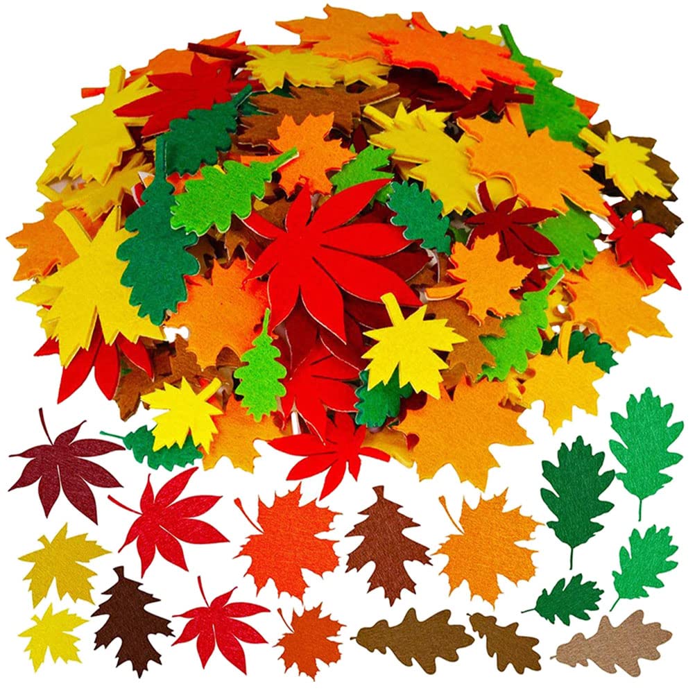 LUOZZY 528 Pcs Thanksgiving Stickers - Tree Leaf & Felt Leaf DIY Craft Stickers for Fall Decorations, Scrapbooking, and Holiday Projects (As Shown)
