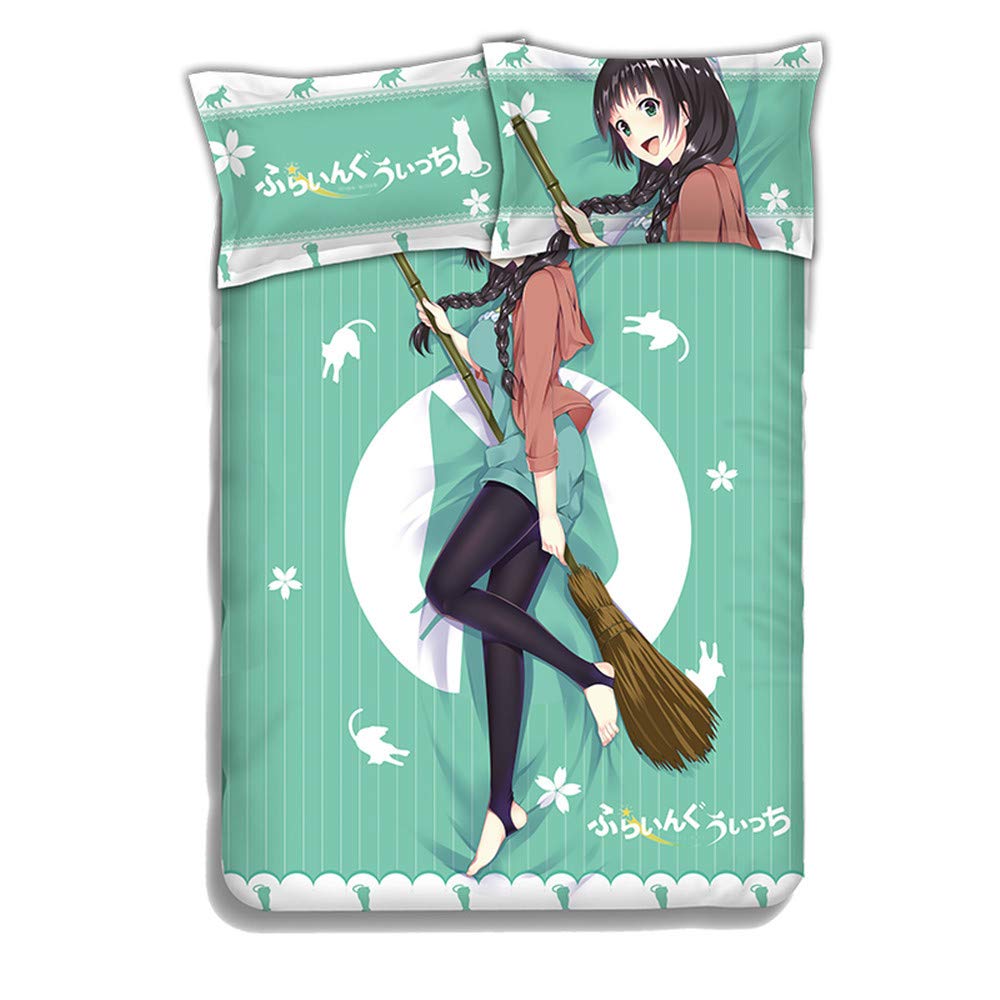 KOSEART Makoto Kowata Flying Witch Anime Bedding Set - Duvet Cover, Bed Sheet & Pillowcases for Anime Fans | Cozy Bedroom Decor for Otaku & Anime Lovers
