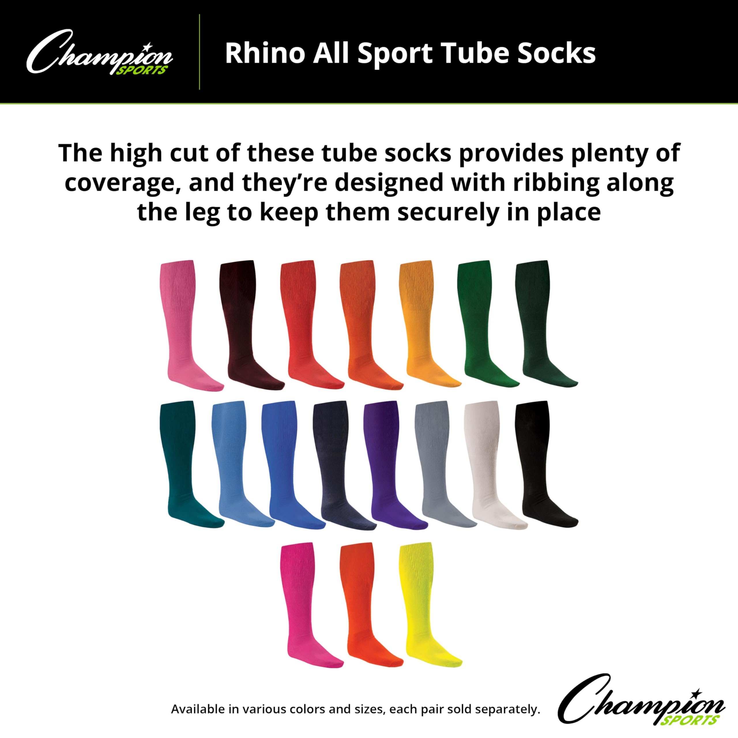 Champion Sports Rhino® Cushioned Athletic Socks for Men & Women - Moisture-Wicking Breathable Workout Socks for Running, Basketball, Gym - Machine Washable Comfort Socks for All-Day Wear