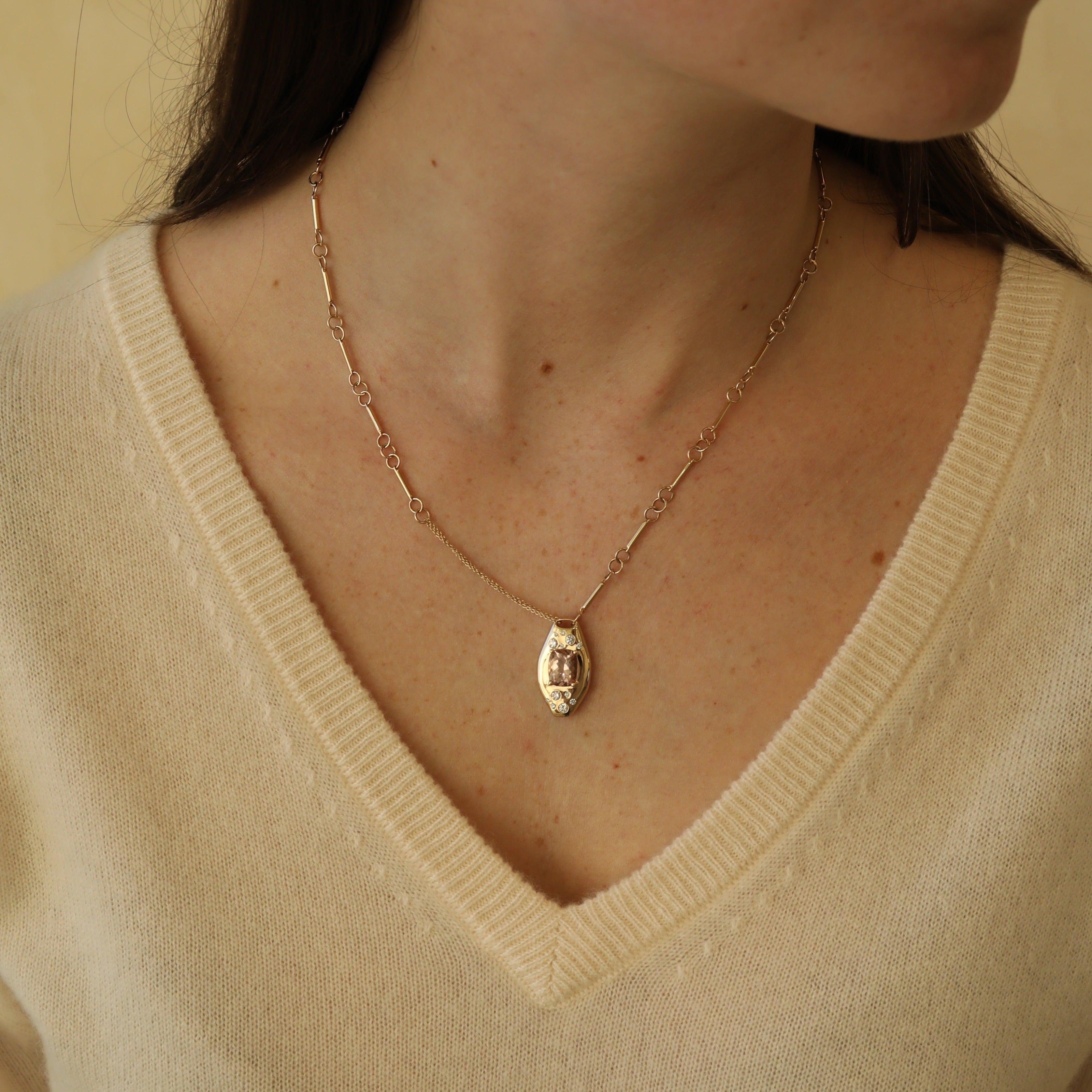 Morganite Slipper Necklace - Elegant Rose Gold Pendant for Women | Perfect for Valentine's Day, Anniversary & Wedding Jewelry Gift