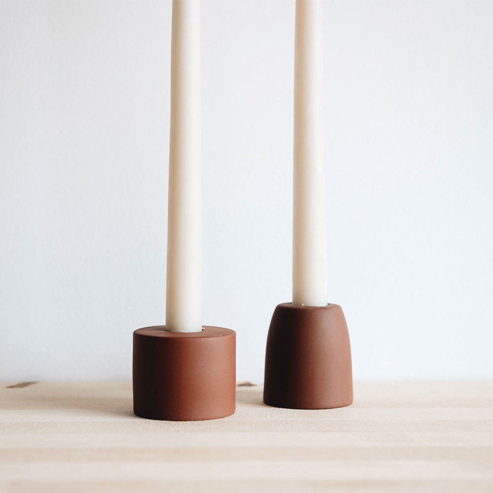 Premium Ceramic Taper Candle Holder Set - Natural Earth Tone Home Decor for Dining Table, Wedding Centerpiece & Romantic Ambiance