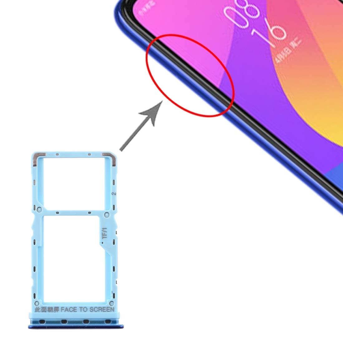 Original SIM Card Tray Replacement for Xiaomi Mi CC9e / Mi A3 - Black & Blue Color | Micro SD Card Tray | Compatible with Dual SIM & Memory Card | Perfect for Travel, Business & Daily Use