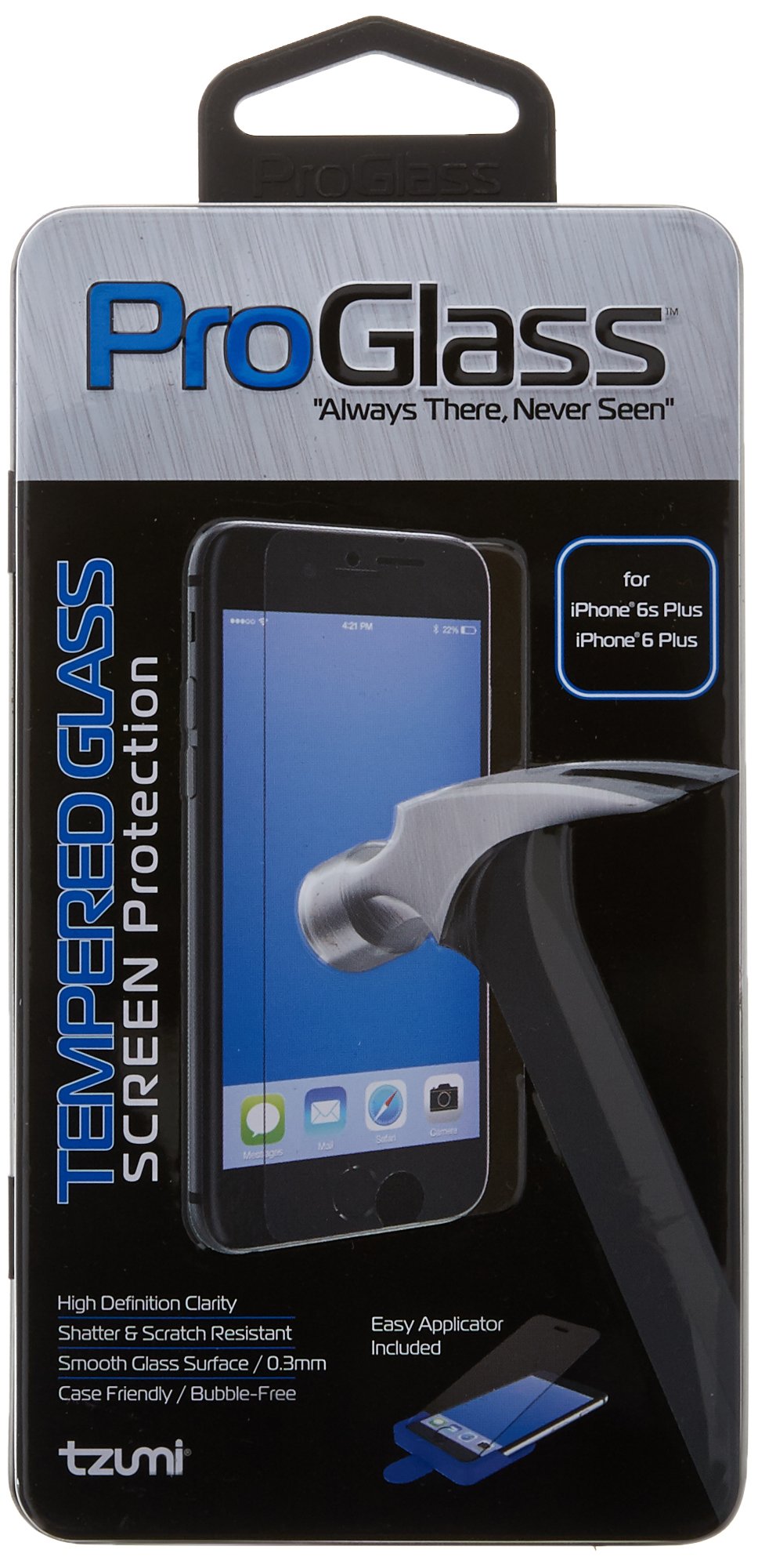 Tzumi ProGlass Tempered Glass Screen Protector for iPhone 6 Plus - HD Clear, Anti-Scratch, Bubble-Free with Easy Installation Kit - Perfect for Everyday Use, Gaming & Outdoor Protection