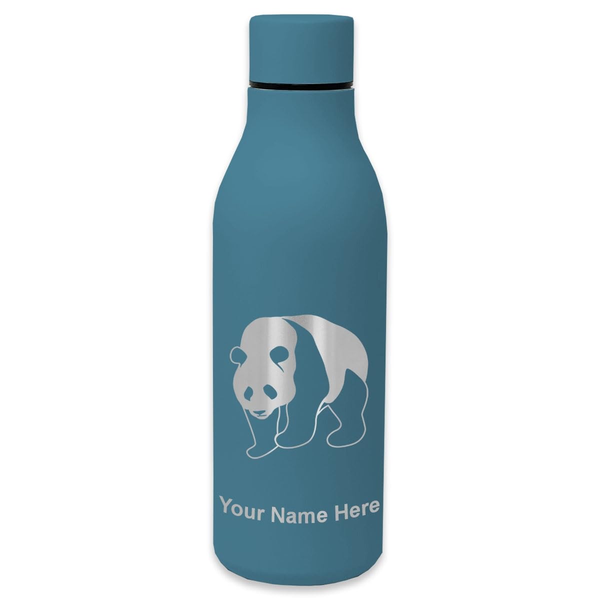 LaserGram Double Wall Insulated Stainless Steel Water Bottle with Panda Bear Design - Personalized Engraving Included - Perfect for Gym, Hiking, Office & Outdoor Activities