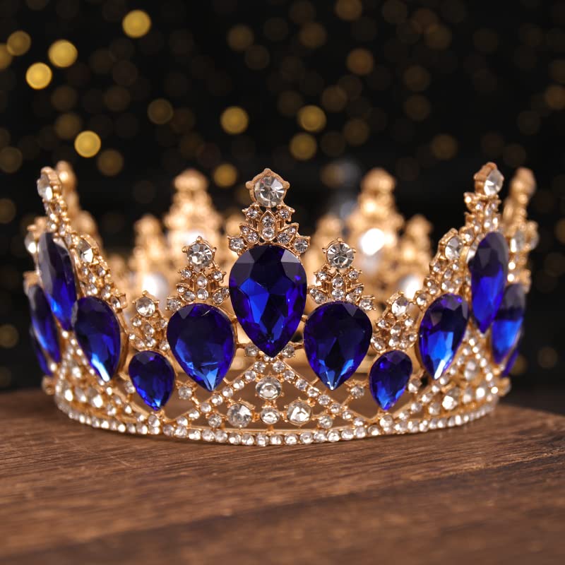 Elegant Crystal Crown Tiara for Women - Wedding Hair Jewelry Accessories | Queen Bridal Tiaras & Crowns for Prom, Parties & Special Occasions (Green Metal)
