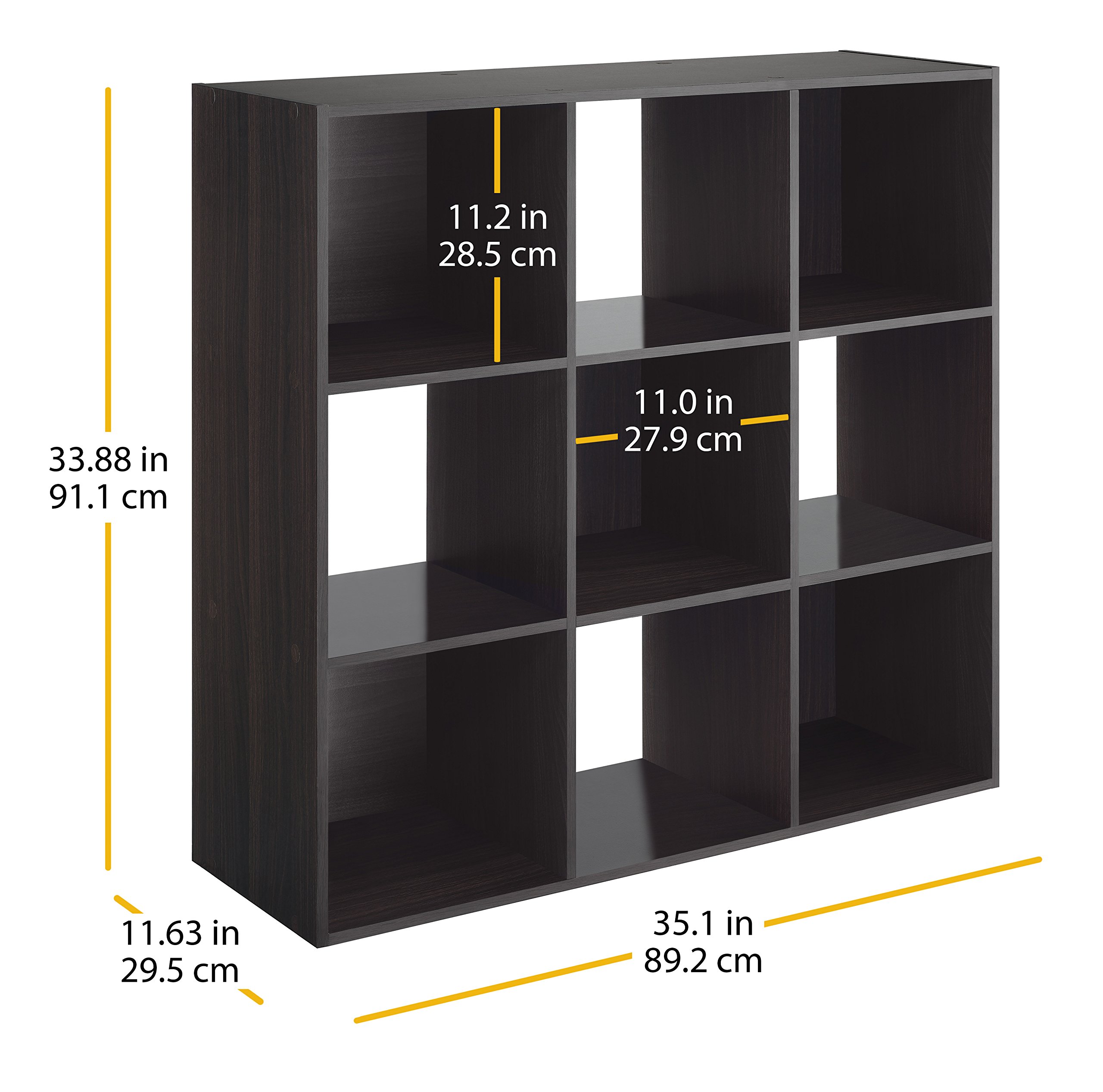 Whitmor 9 Cube Storage Organizer Shelf - Espresso Finish, Closet & Home Organization for Bedroom, Living Room, Office - Perfect for Storing Toys, Books, Shoes & Decor