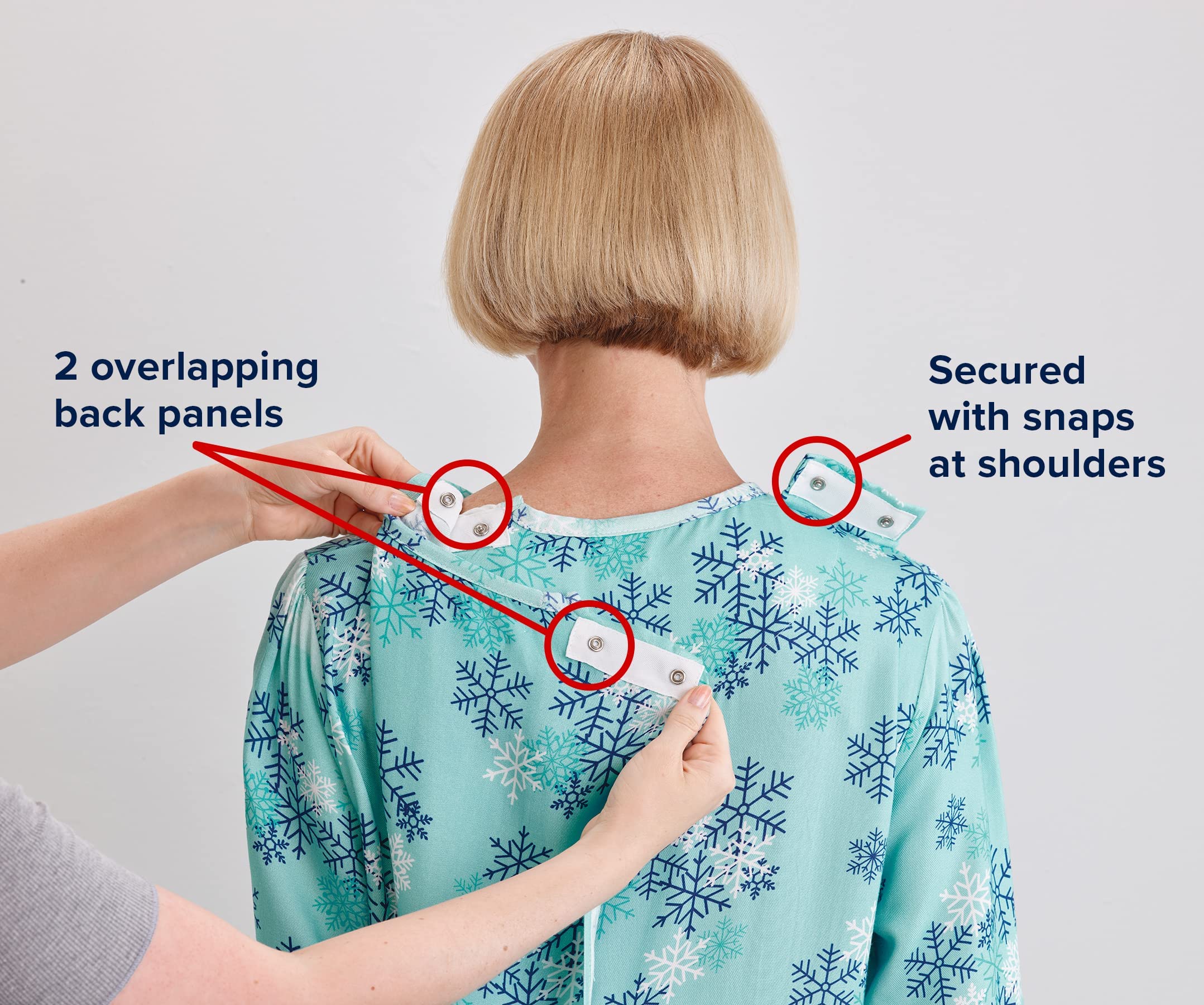 Silverts Open-Back Hospital Gowns for Women - Comfortable & Easy Wear for Seniors & Patients - Milk Silk Lace 3/4 Sleeve - Perfect for Hospital Stays, Recovery & Home Care