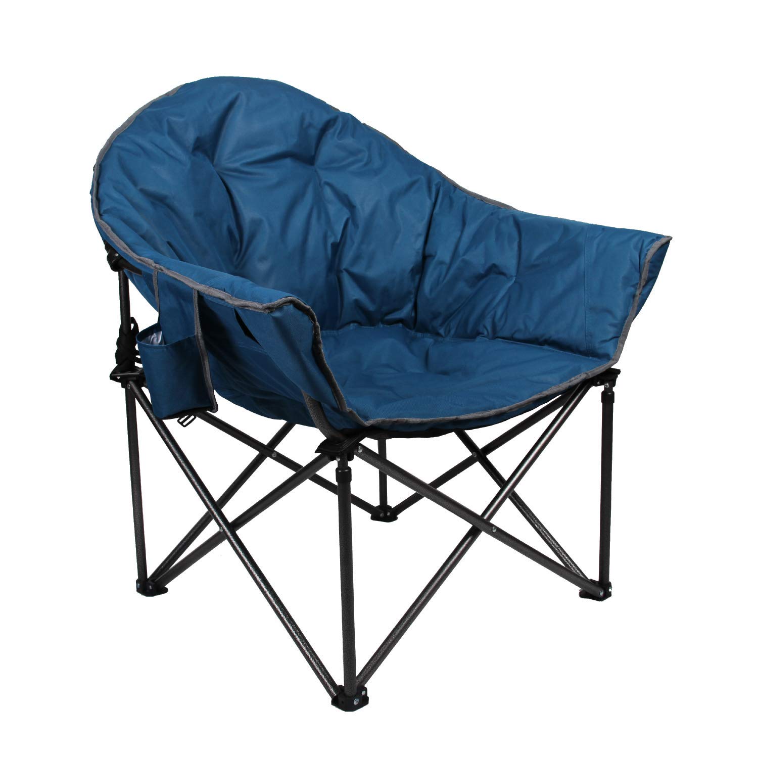 ALPHA CAMP Oversized Padded Moon Saucer Camping Chair - Portable Round Recliner with Cup Holder & Carry Bag for Outdoor, Beach, Picnic, and Backyard Relaxation