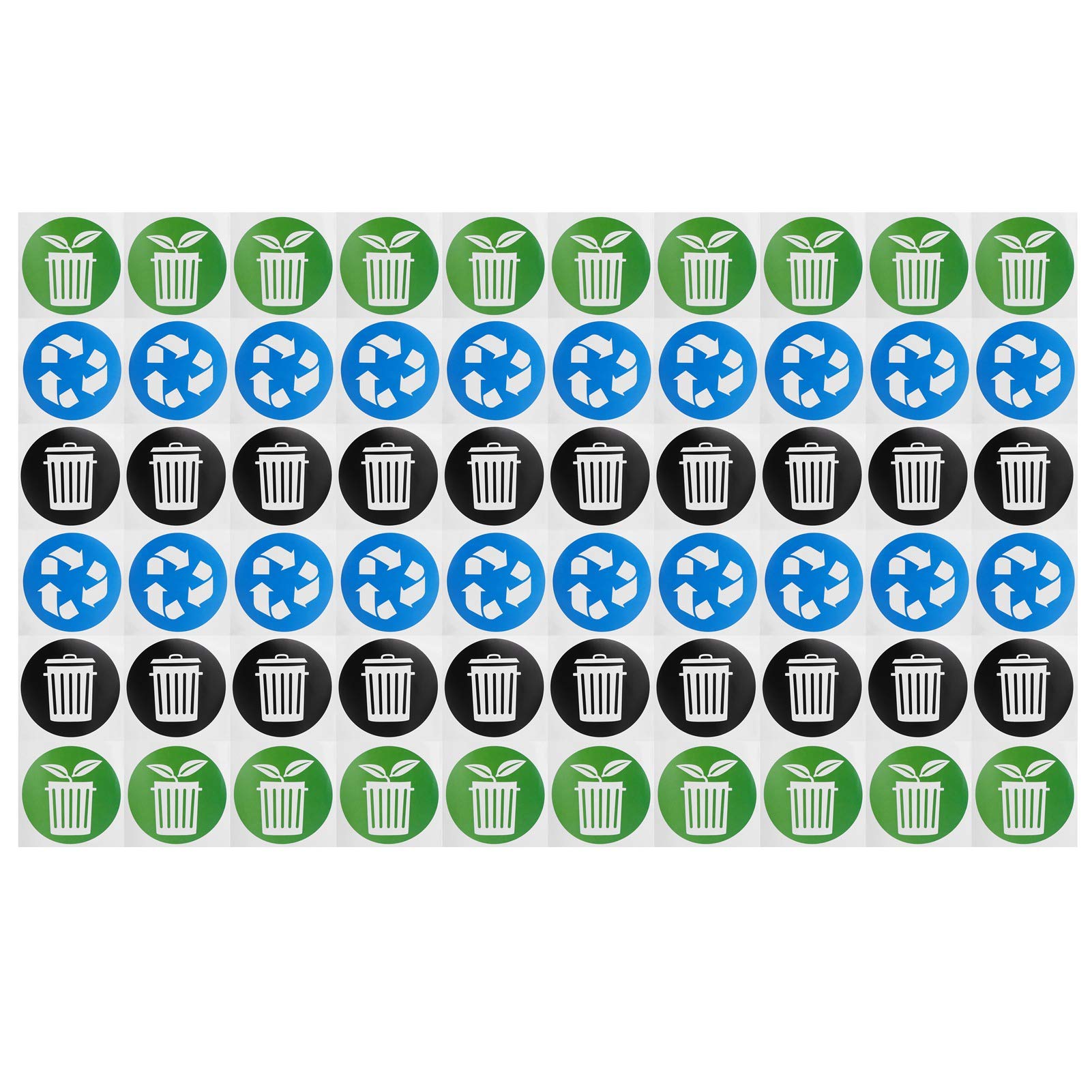 60Pcs Recycle Sticker Decals for Trash Cans - Indoor & Outdoor Use, Workplace Circular Garbage Collection Labels - Perfect for Offices, Kitchens, Schools & Public Spaces