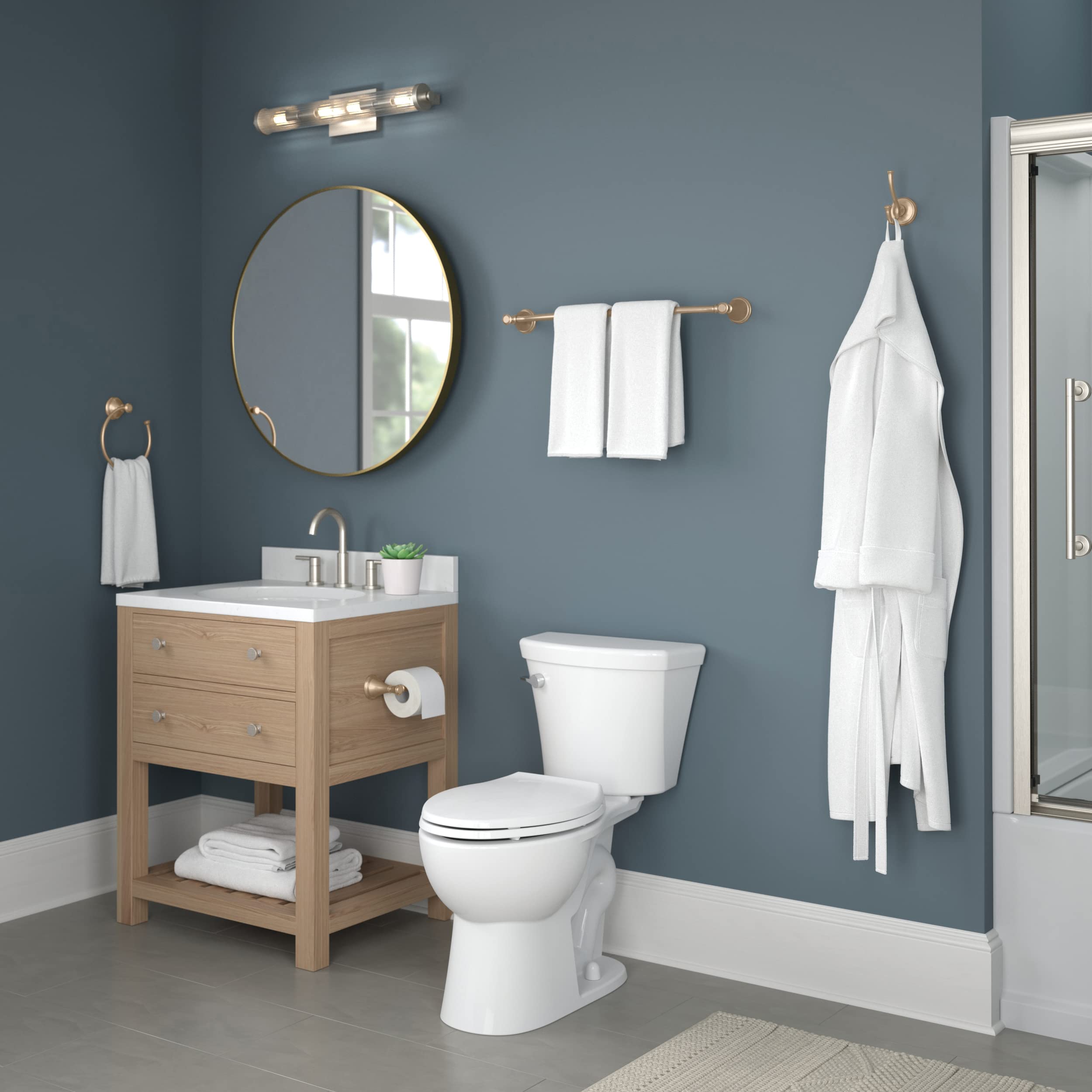 Delta Cassidy Champagne Bronze Toilet Paper Holder - 3.63 x 8.38 x 3.63 Inches - Modern Bathroom Accessory (79750-CZ) - Perfect for Powder Rooms, Guest Bathrooms & Master Suites