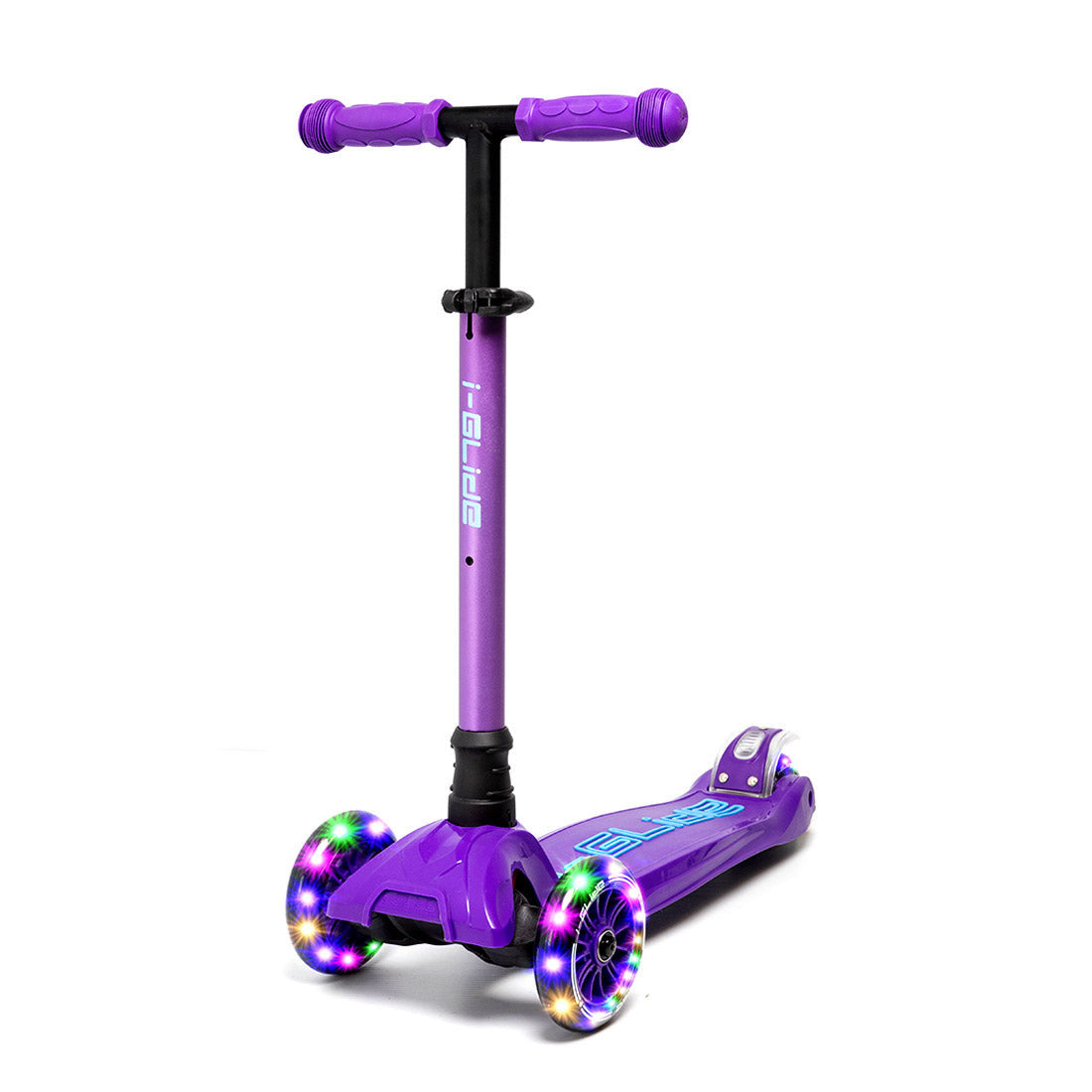 I Glide Kids 3 Wheel Scooter - Purple | Lightweight & Adjustable Kick Scooter for Boys & Girls Ages 3-8 | Perfect for Outdoor Play, Park Rides & Neighborhood Adventures