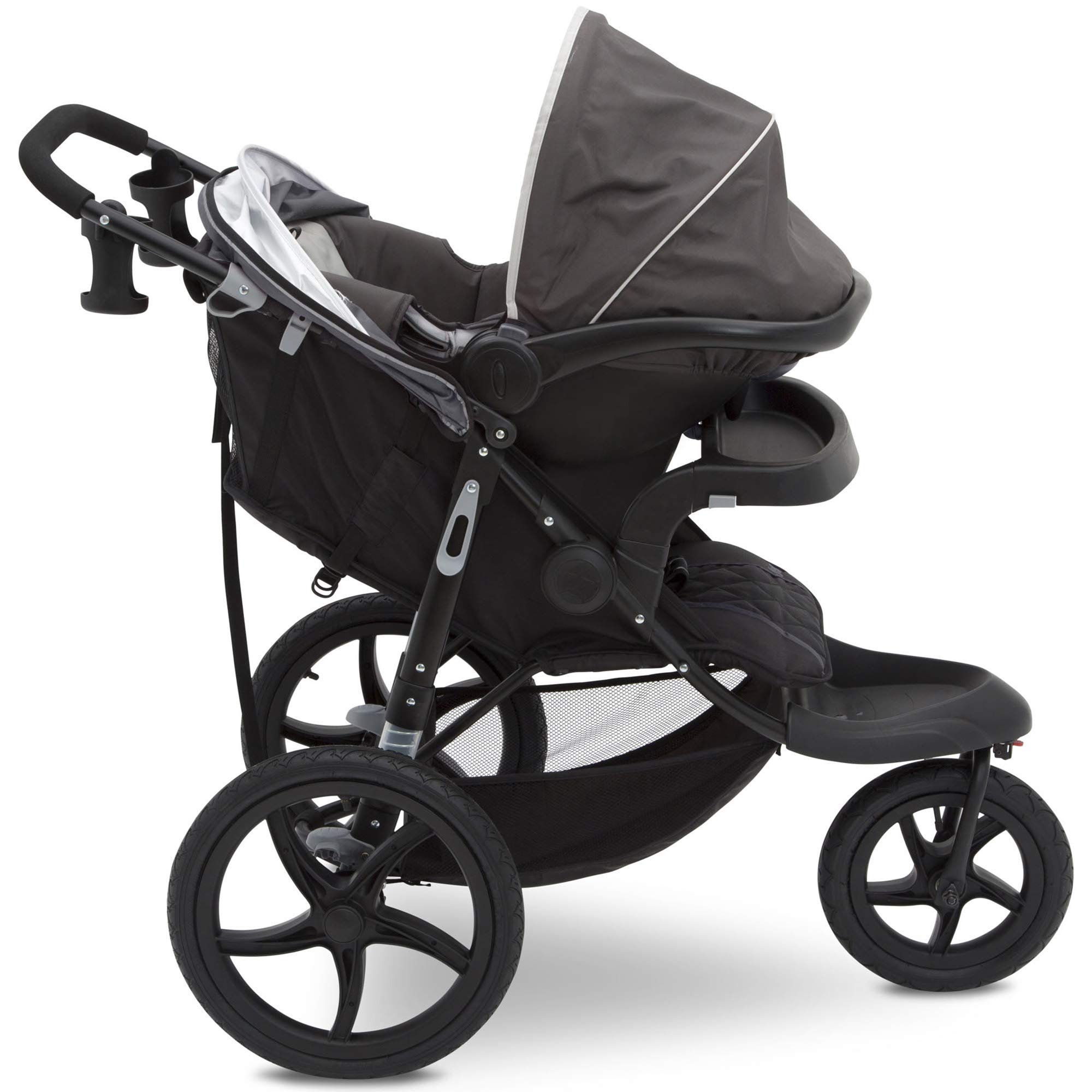 Delta Children Jeep Classic Jogging Stroller - Lightweight All-Terrain Baby Stroller with Adjustable Canopy, Grey | Perfect for Running, Walking & Outdoor Adventures with Your Baby