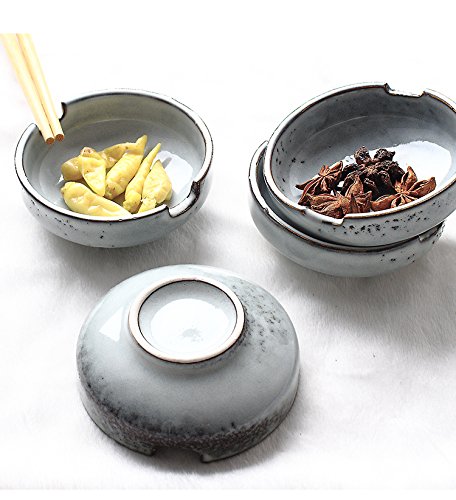 Retro Style Colias Wing Marble Porcelain Bowls - Set of 4 White Multipurpose Side Dishes for Soy Sauce, Seasonings & Dipping - Perfect for Asian Dining, Sushi Restaurants & Home Kitchen Decor