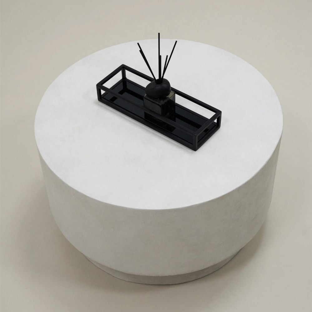 ROCCO 60cm White Concrete Coffee Table - Indoor & Outdoor Use for Patio, Garden, and Living Room Decor