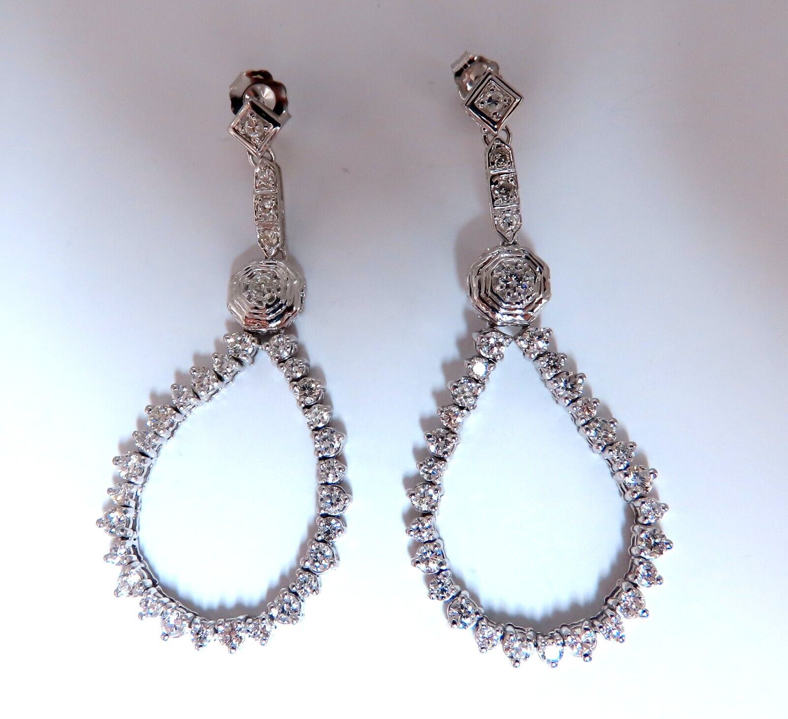 2ct Natural Round Diamond Dangle Earrings in 14K Gold - Elegant & Flexible for Everyday Wear, Parties & Special Occasions