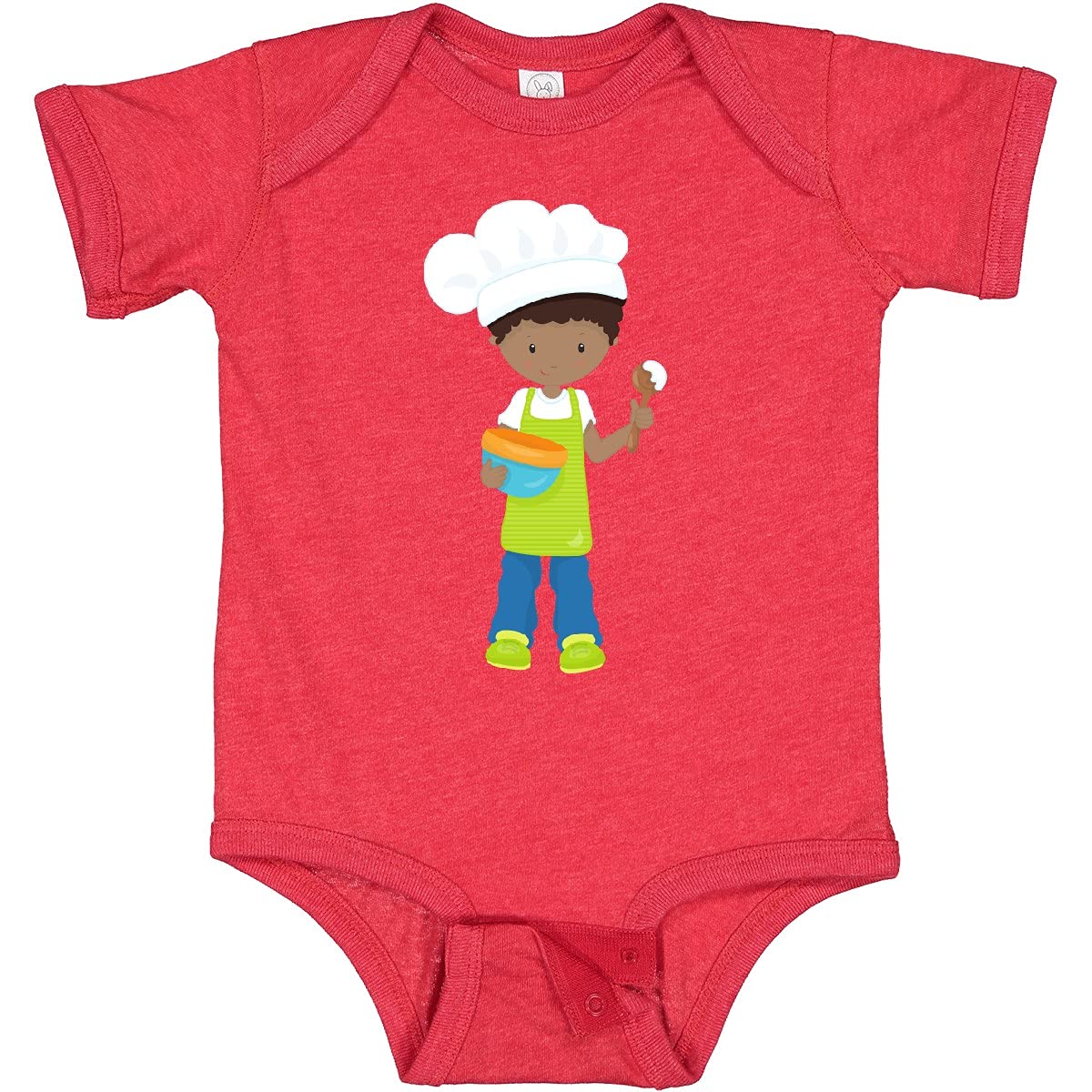 Inktastic African American Boy Baking Baker Apron Baby Bodysuit - Cute Infant Outfit for Baking Enthusiasts & Kitchen-Themed Parties