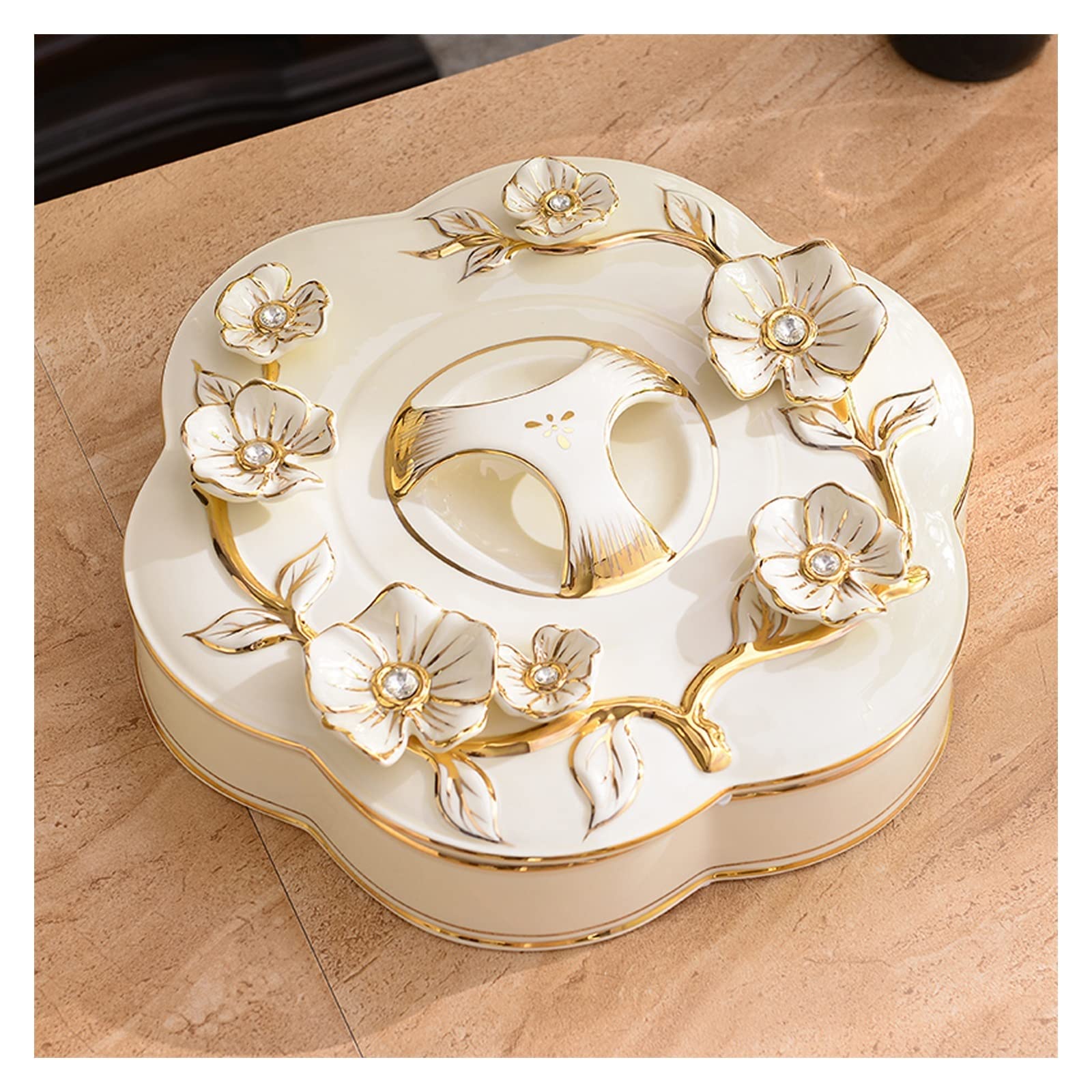 7-Grid Candy Display Plate with Lid - Dried Fruit, Nuts, and Snacks Storage Tray - Elegant Home Decor for Parties, Festivals, and Daily Use