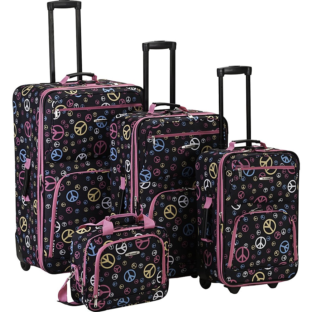 Rockland Fashion Softside Upright Luggage Set with Telescoping Handles - 4-Piece (14/19/24/28 Inch) Carry-On & Checked Bags - Perfect for Travel, Business Trips & Family Vacations