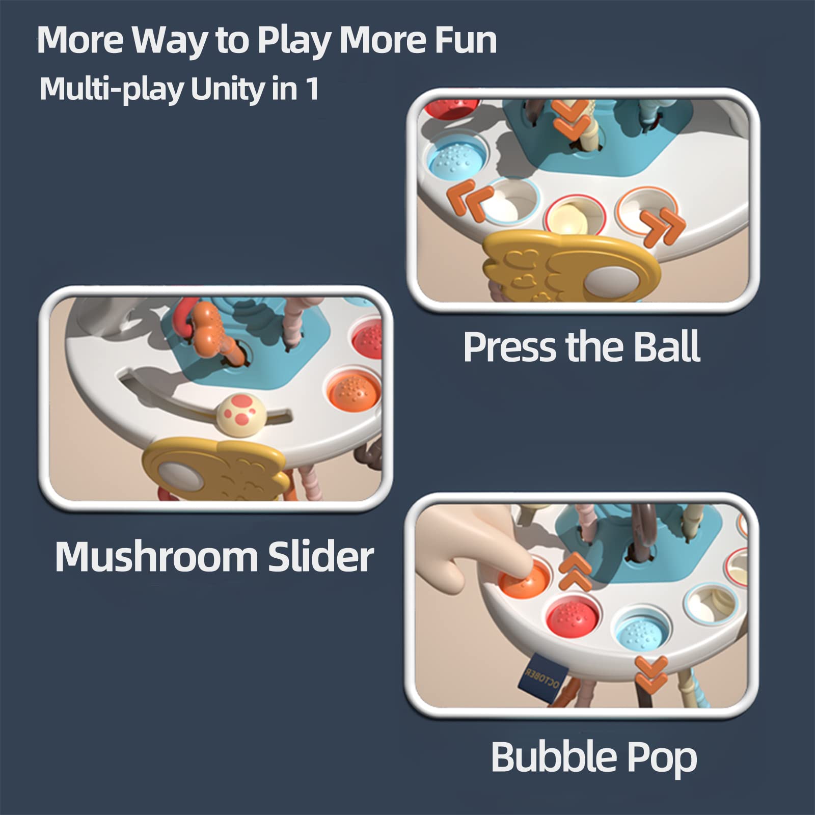 Montessori Baby Pull String Activity Toy with Bubble Pop & Teether - Silicone Sensory Toys for Toddlers 1-3 Years, Motor Skills Rattle for Infants, Perfect Travel Toy & Gift for 12+ Months (Swan Design)