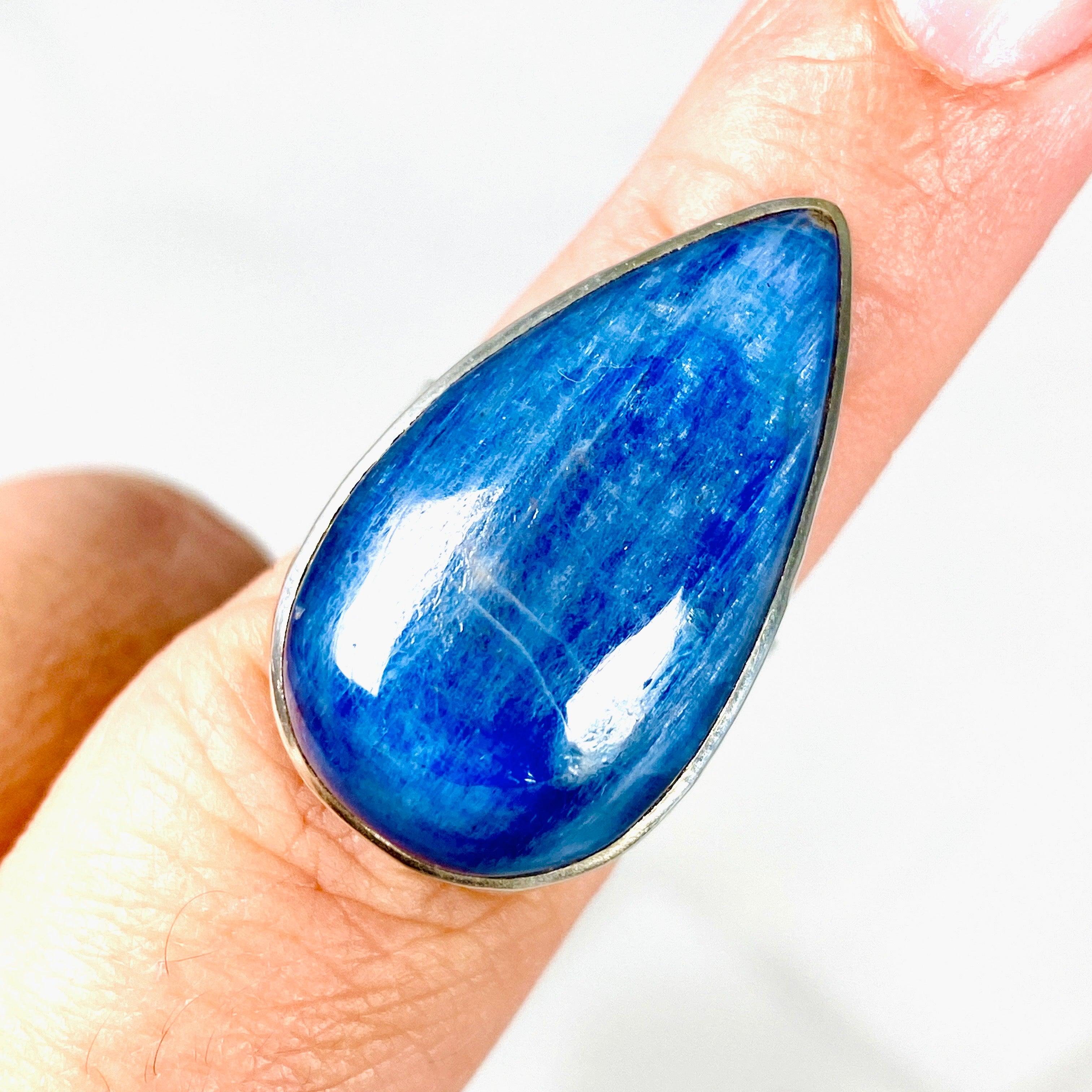 Kyanite Teardrop Beaten Band Ring Size 8 KRGJ2700 - Elegant Handmade Jewelry for Women, Perfect for Weddings, Parties & Everyday Wear