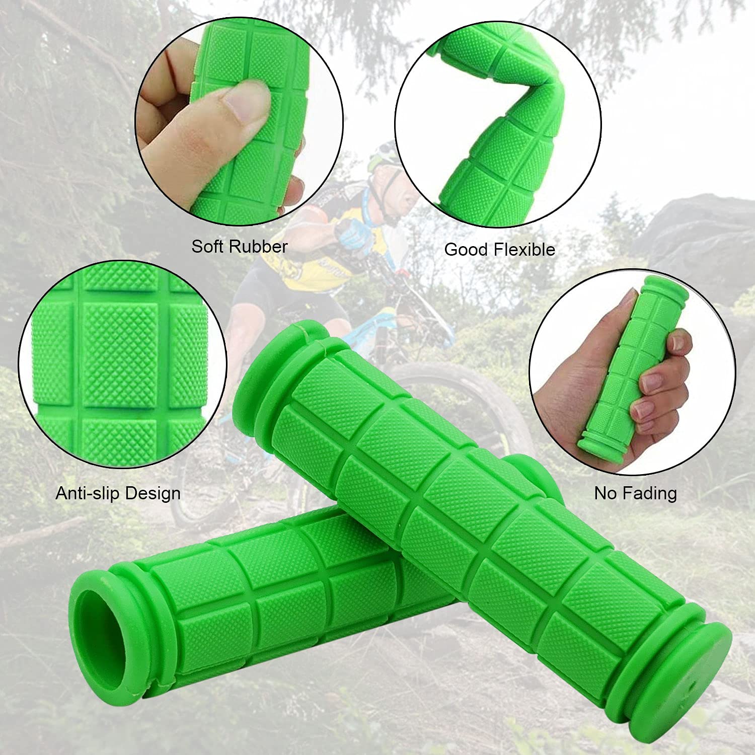 Non-Slip Soft Rubber Bike Handlebar Grips with Tassel Streamers for Kids - Durable MTB BMX Scooter Cruiser Bicycle Replacement Parts - Perfect for Mountain Biking, Commuting and Kids' Bike Upgrades