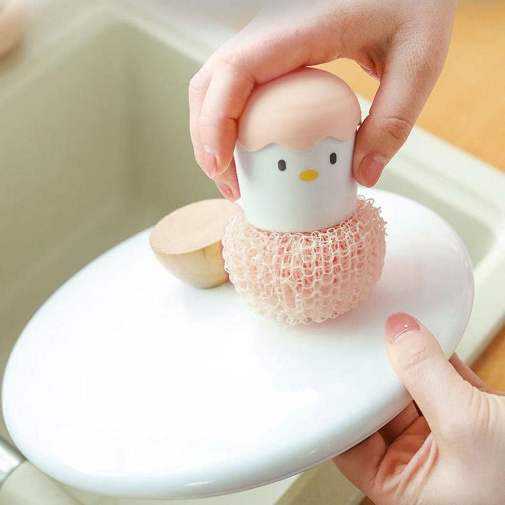 WE3 Cute Cartoon Kitchen Cleaning Scrubbers - Soft Dish Sponges for Sink, Pots & Pans (Pink) - Perfect for Home, Restaurant & Office Cleaning