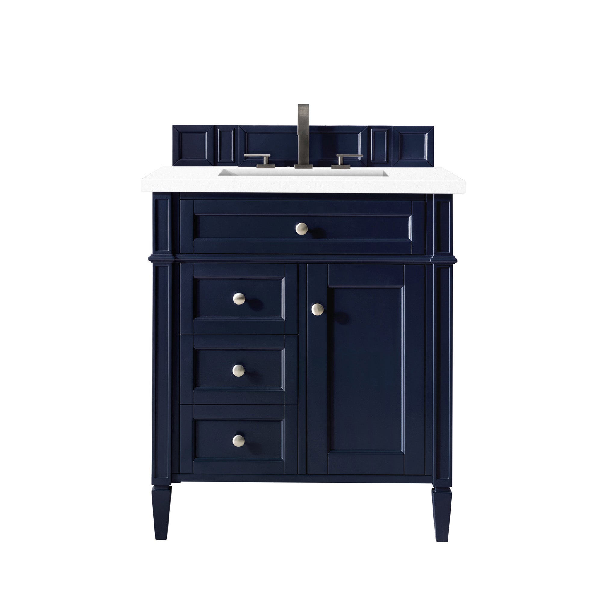Brittany 30-Inch Single Bathroom Vanity Set with Victory Blue Base & 3CM White Zeus Quartz Countertop - Perfect for Modern Master Bathrooms & Guest Powder Rooms
