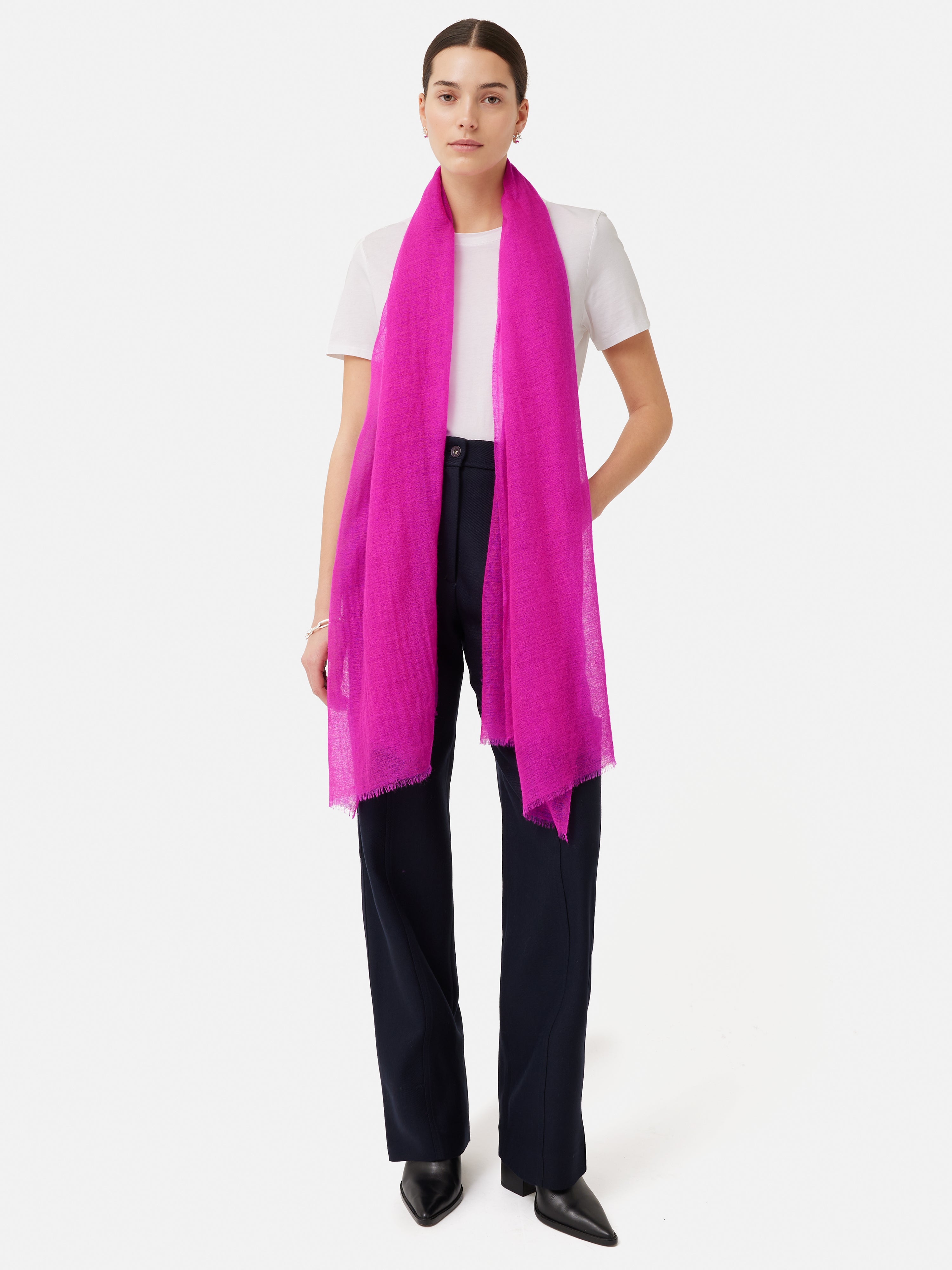 Luxury 100% Pure Cashmere Scarf - Soft Pink Woven Gauze Shawl for Women | Winter Warm Fashion Accessory, Gift for Her, Office & Evening Wear