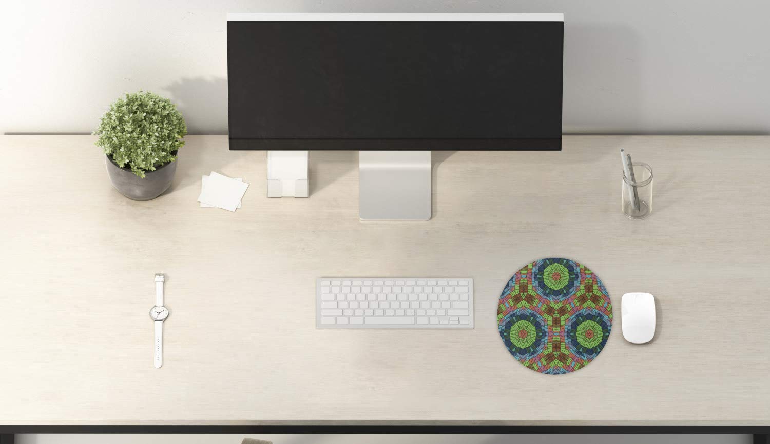 Ambesonne Colorful Round Mouse Pad for Computers & Gaming - 8