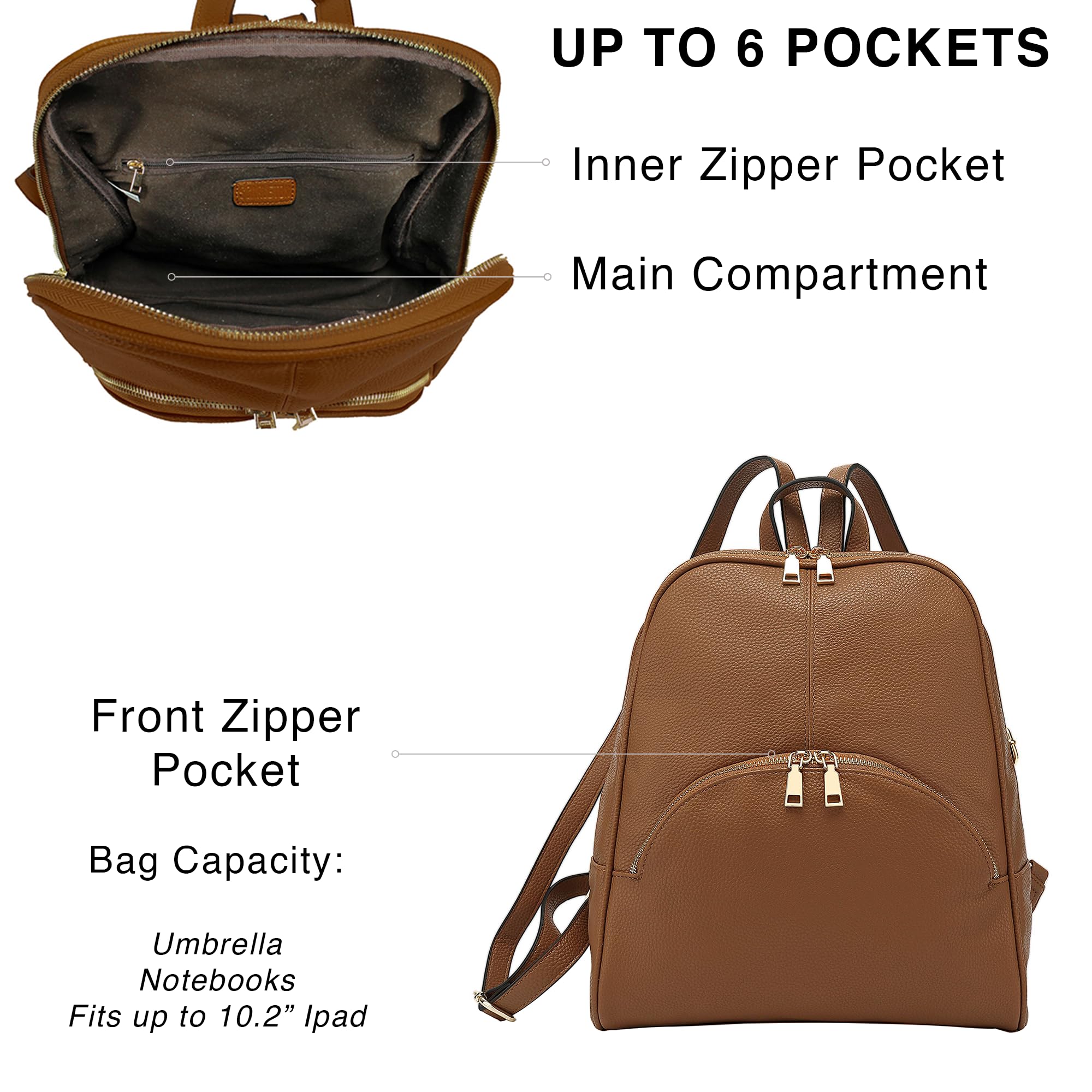 Stylish Scarleton Women's Backpack Purse - Top Handle Mini Backpack for Travel, Work & Daily Use | Fashionable Brown Leather Crossbody Bag (H160804)