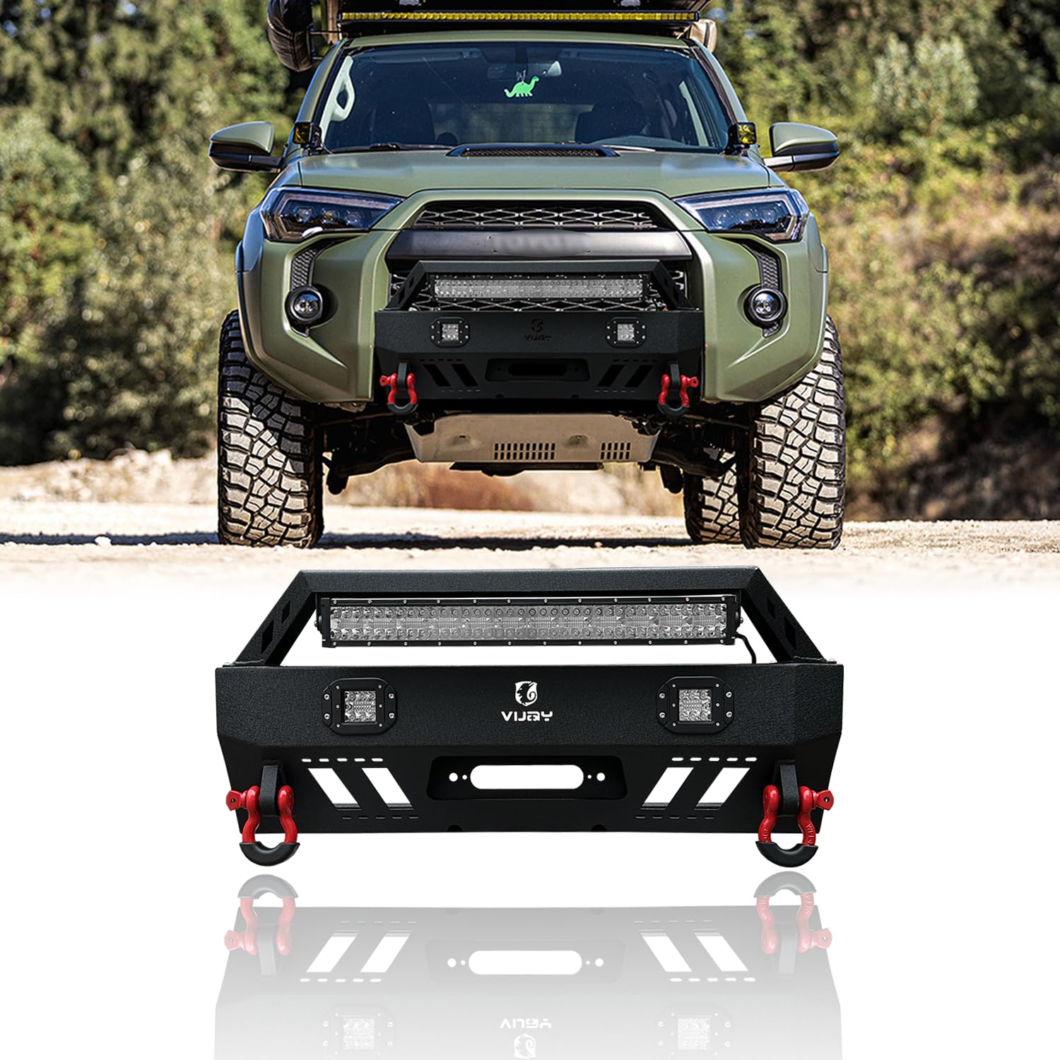 **2010-2023 Toyota 4Runner Steel Front Bumper with Winch Plate & Light Mounts (Black Texture) - Heavy Duty Off-Road Protection for Adventure & Trail Riding**    *(Excludes 2010-2013 SR5 Models)*