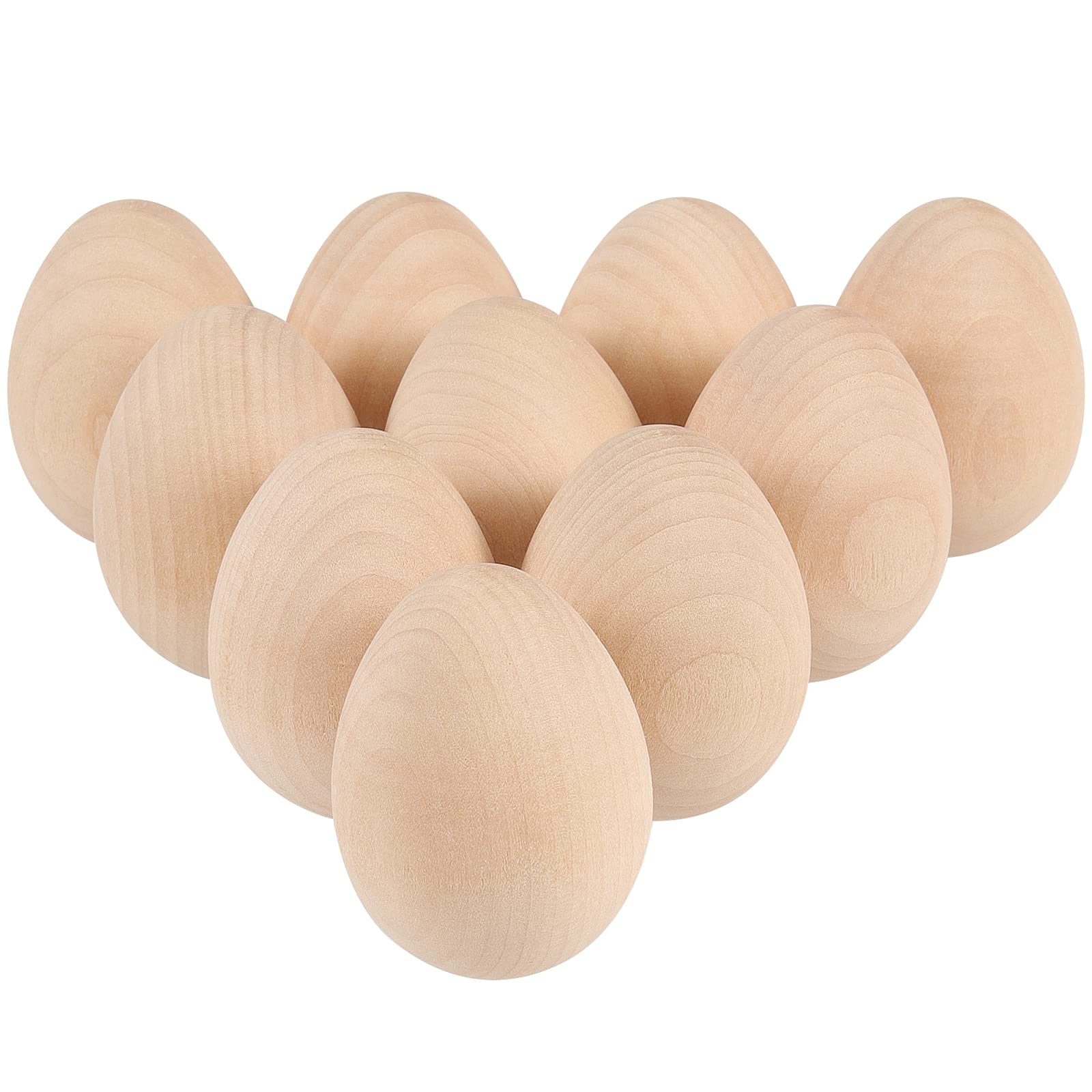 SHEUTSAN 40 Pack Unfinished Wooden Easter Eggs - 2-1/2 x 1-3/4 Inches Smooth Fake Wood Eggs for DIY Crafts, Home Decor, Spring Party & Easter Basket Fillers