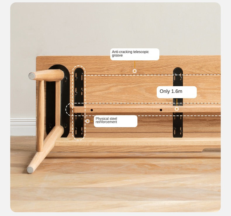 Solid Oak & Cherry Wood Narrow Office Desk - Compact Workspace Solution for Small Spaces & Home Offices