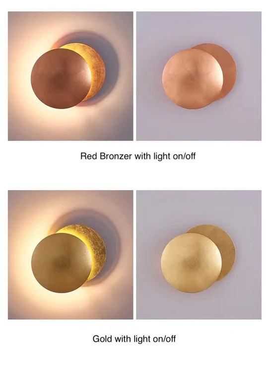 Double Moon Round LED Modern Wall Light - Sleek Contemporary Lighting for Living Room, Bedroom & Hallway